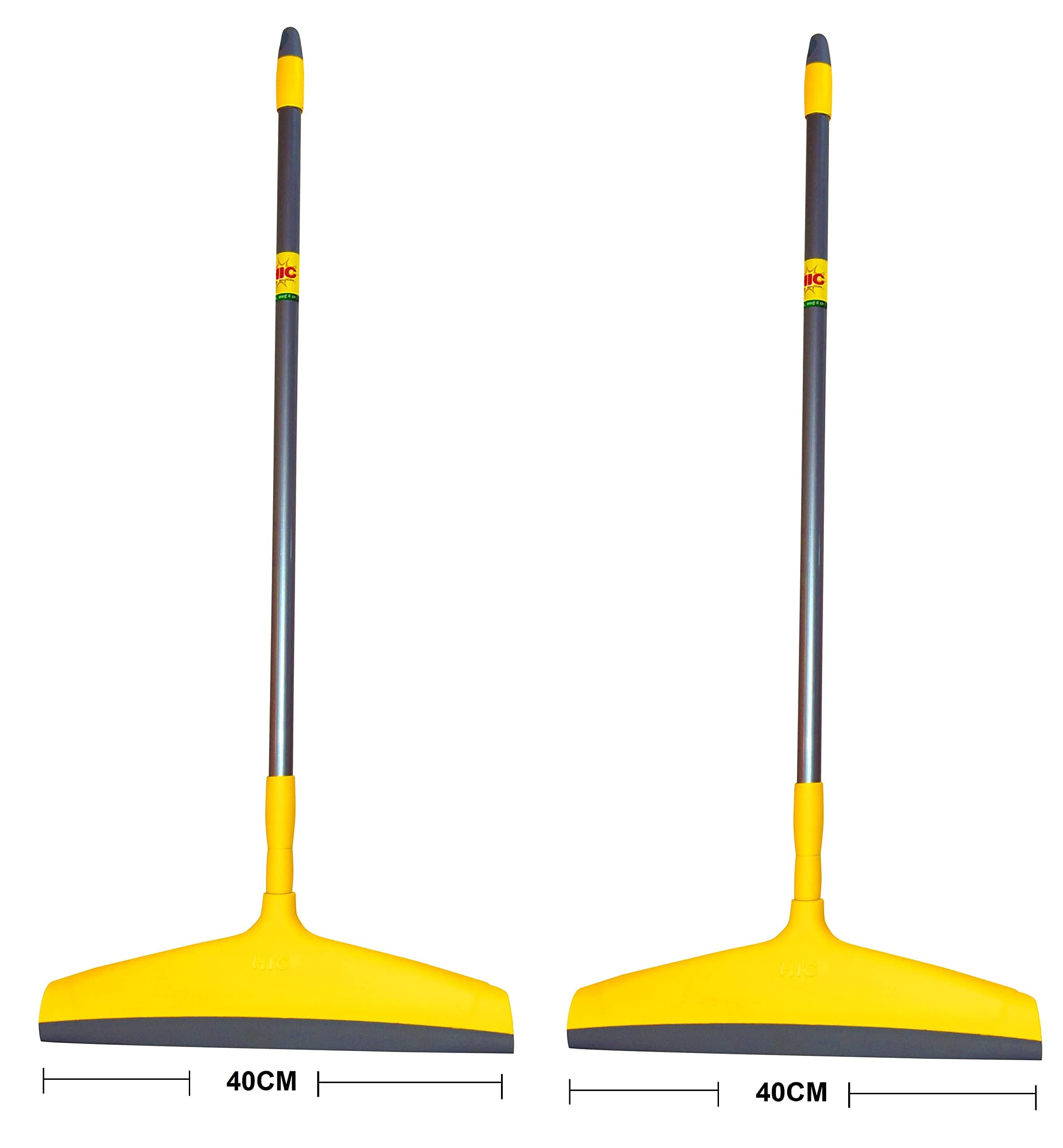 HIC HAMARA INDIA CLEAN Squeegee Plastic Floor/Bathroom Squeeze Wiper With Telescopic Handle, Wiper Blade (Yi-190, Size 40 Cm)- Pack Of 2, Grey
