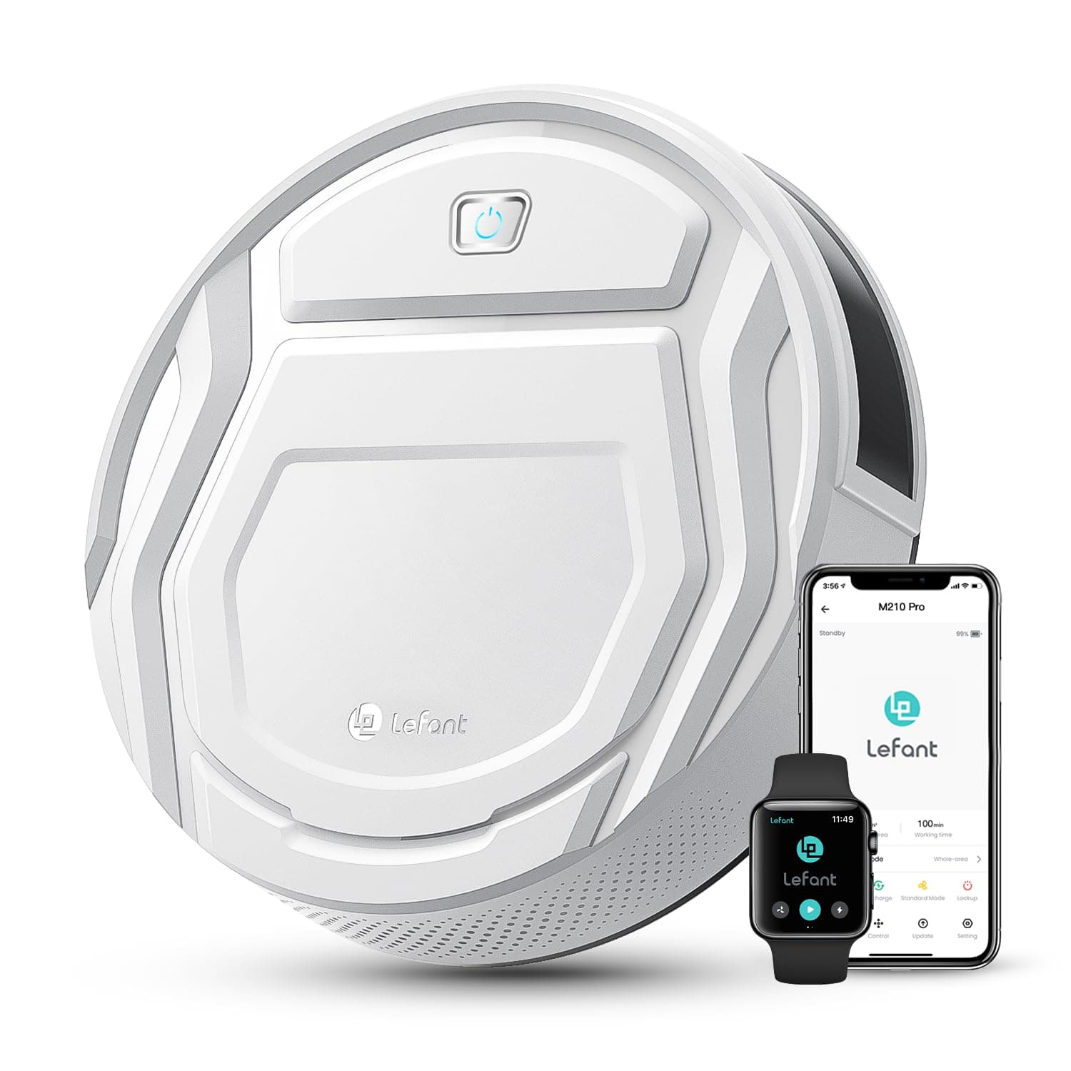 M210 Robot Vacuum Cleaner, 2200Pa Strong Suction, 7.8cm Thin 28cm DIA, Automatic Self-Charging Small Robotic Vacuums, Wi-Fi/App/Alexa Control, Ideal for Pet Hair Hard Floor and Carpet