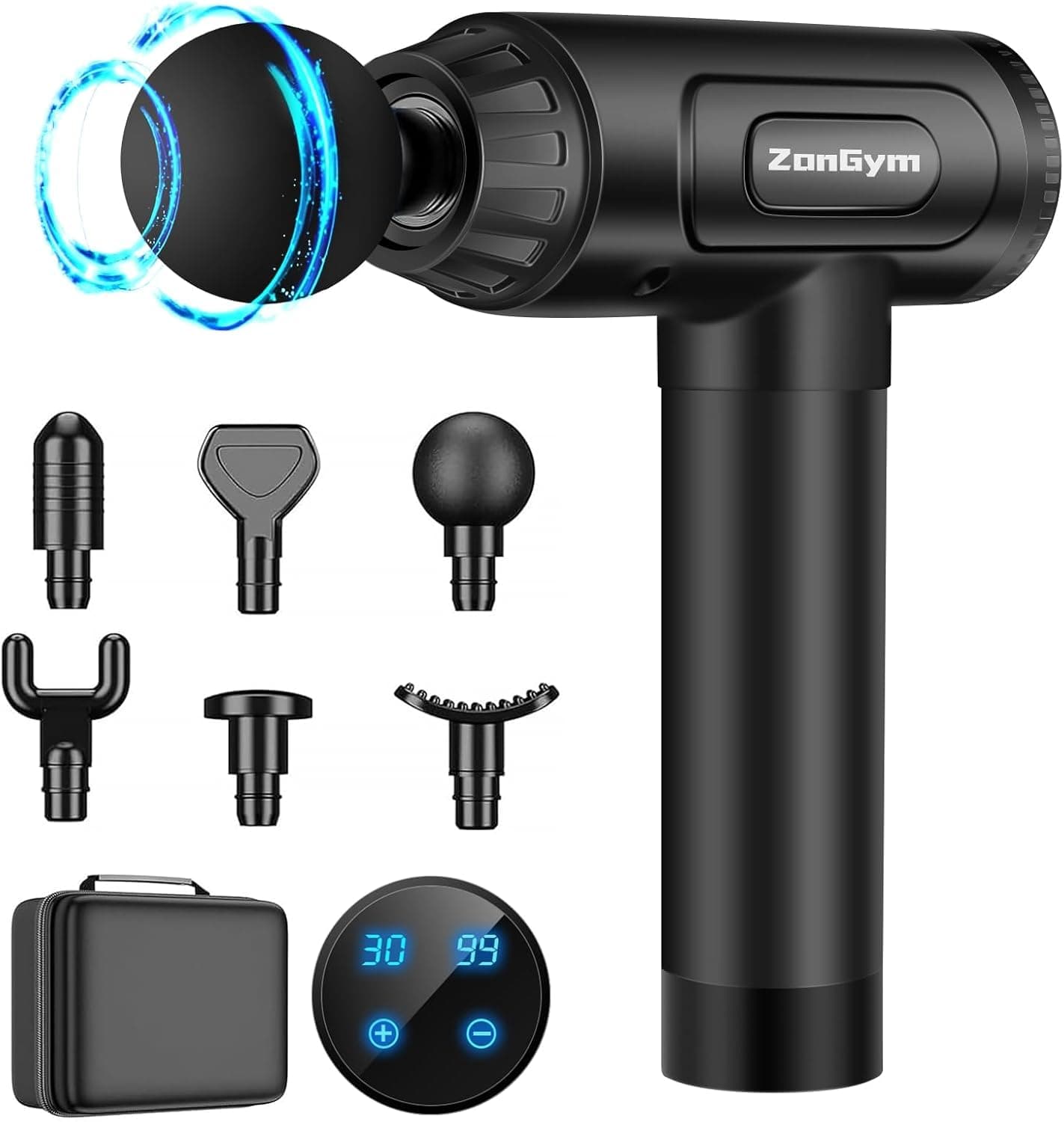 Massage Gun Deep Tissue Percussion Muscle Massager, Back Body with 30 Adjustable Speeds, 10 Types of Heads