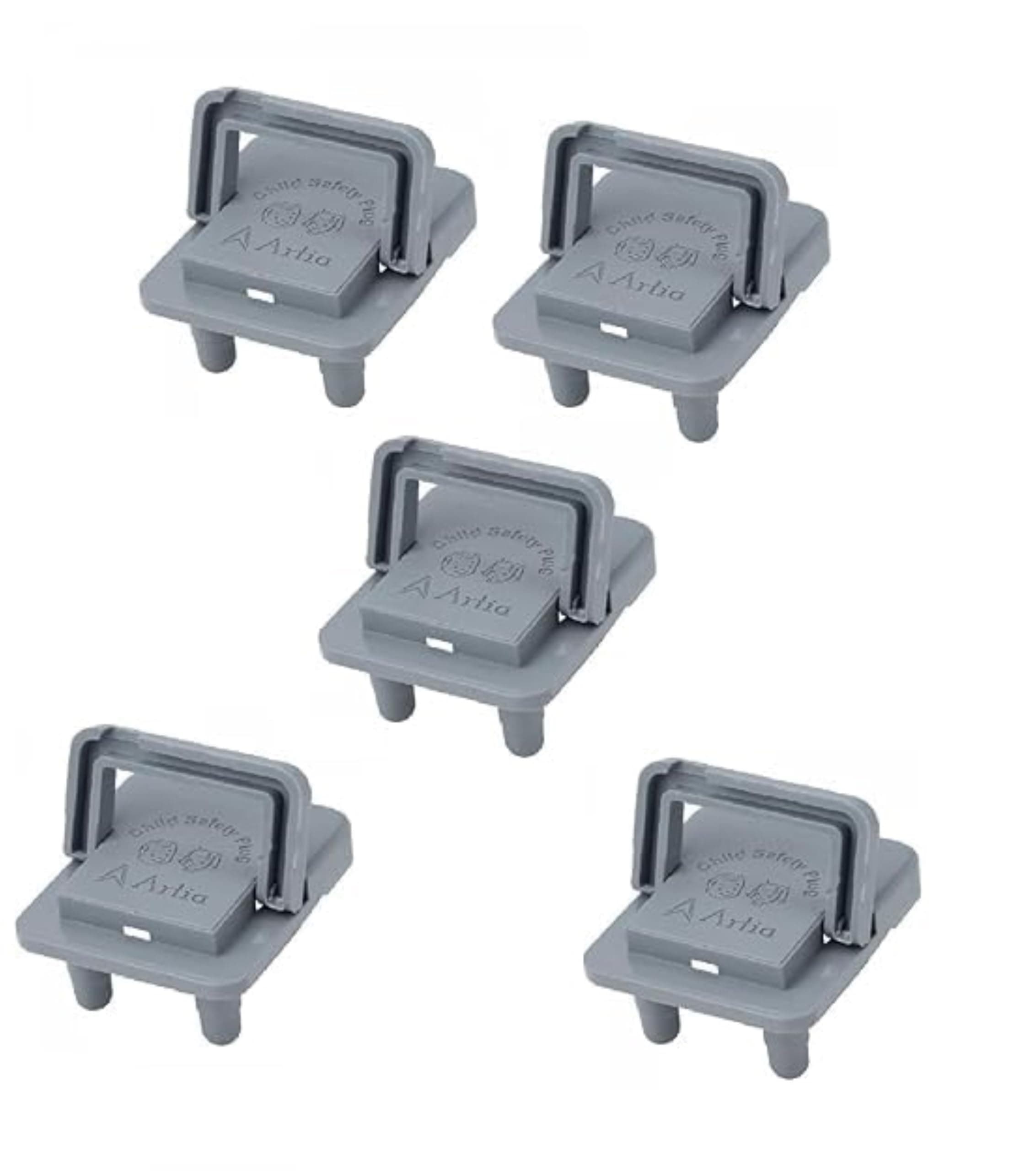 Dealsure Baby Safety Electric Socket Plug Guards & Switch Board Covers with Removal Pin Certified Childproofing Solutions for Enhanced Baby Safety (5 PIS), Grey, 5 Count