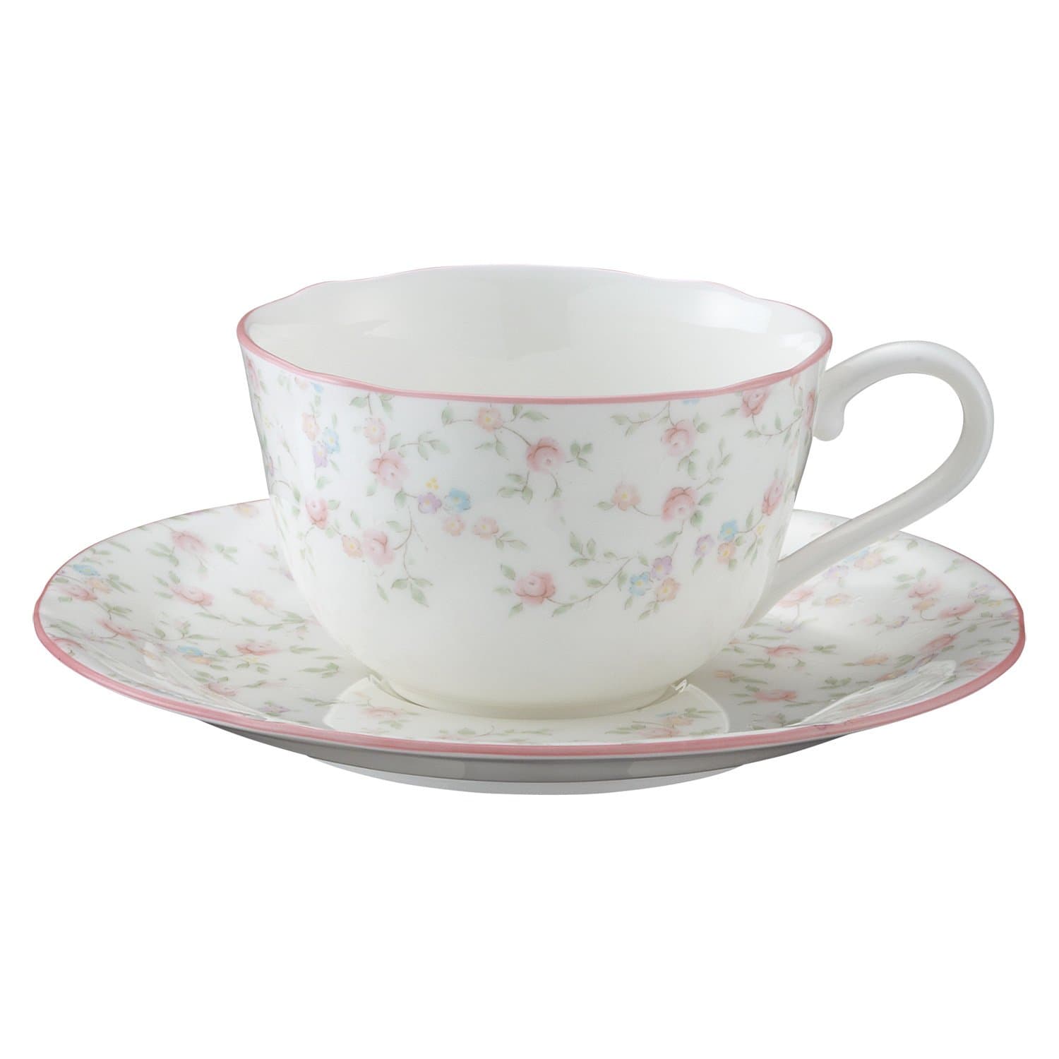 Noritake T59387A/9940 Cup & Saucer (Coffee/Tea Multi-Use), 8.8 fl oz (220 cc), Cutie Rose, Microwave Safe, Bone China