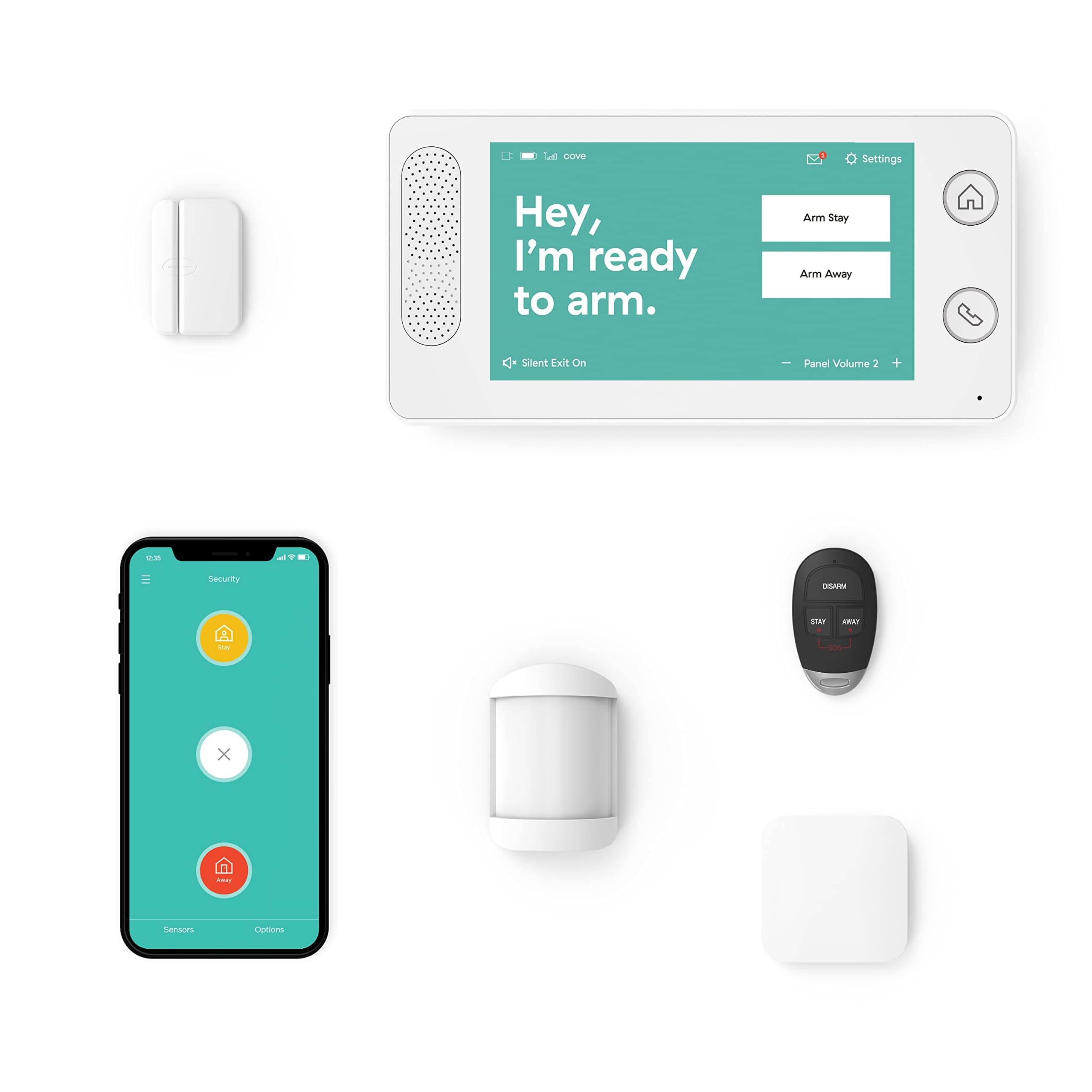 Cove - 5 Piece Home Security Alarm System Kit - Wireless - 24/7 Professional Monitoring - No Contracts - Smart Phone Control - Touch Screen Panel - Compatible with Google Assistant and Alexa