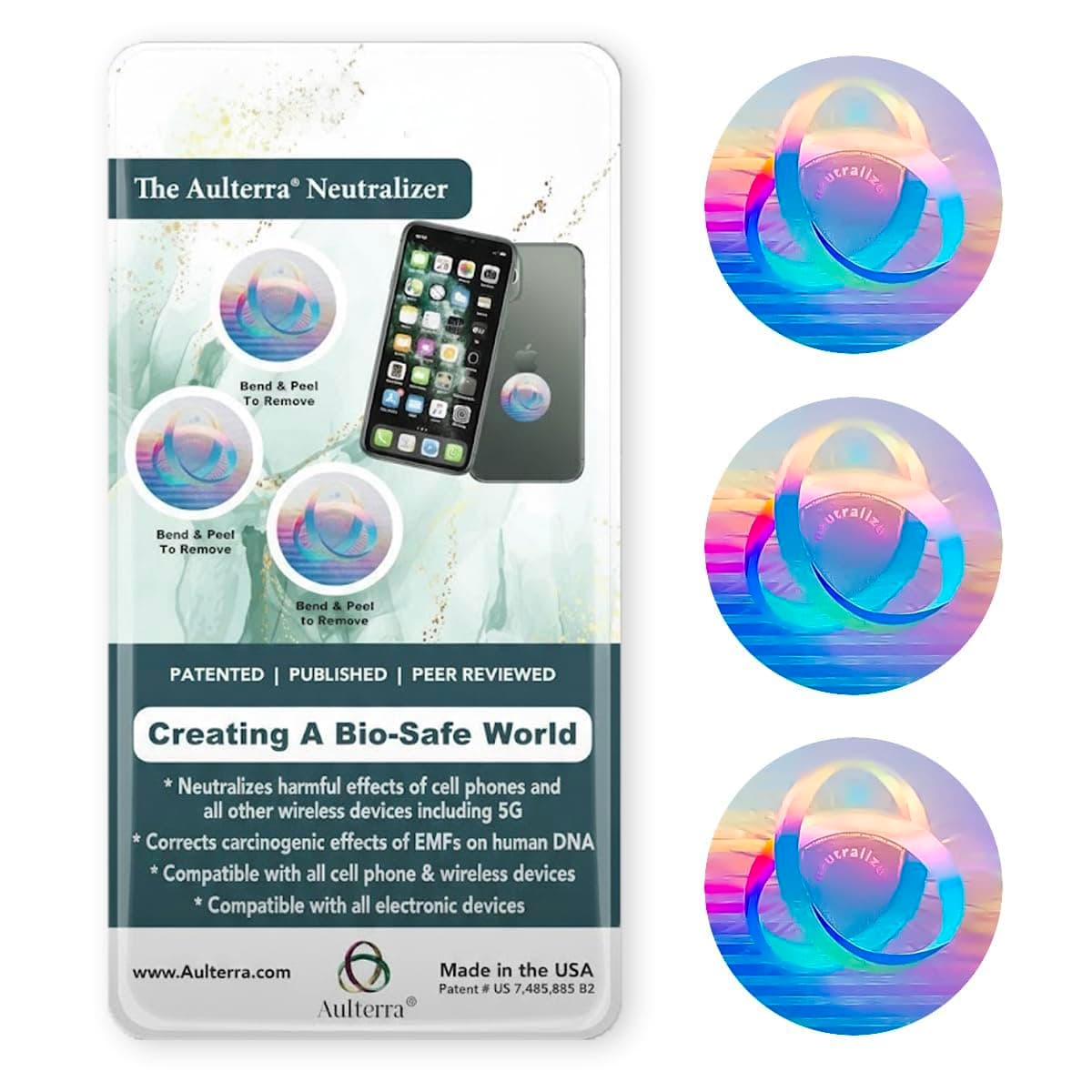 Aulterra EMF Neutralizer Sticker for Cell Phones, Laptops and Mobile Devices to Neutralize Harmful Effects Including 5G