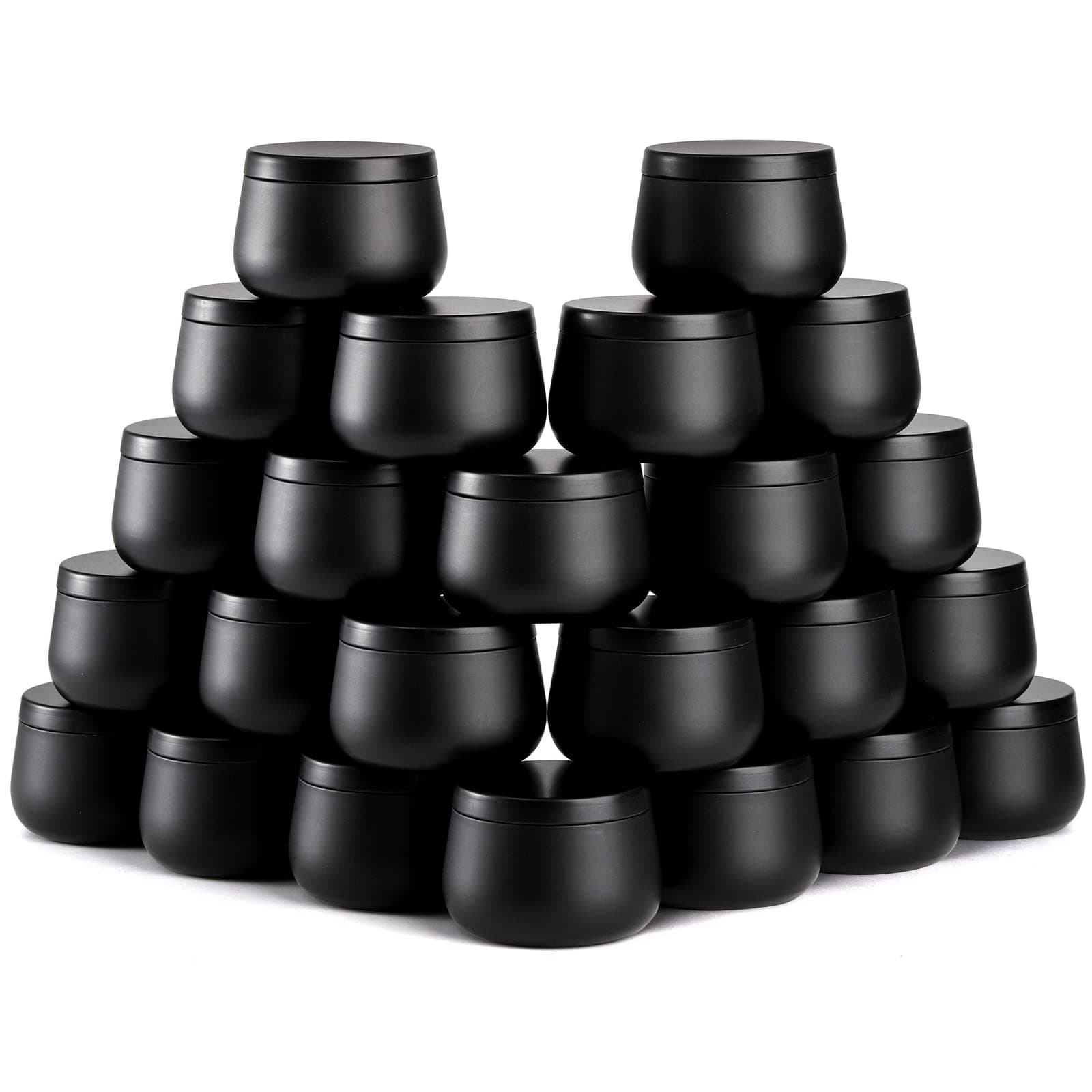 Lyellfe 24 Pack Candle Tins, 4 Oz Black Candle Jars with Lid, Empty Candle Holder Container Bulk for Candle Line, Gift, Making Candles, Storing Spice Candy