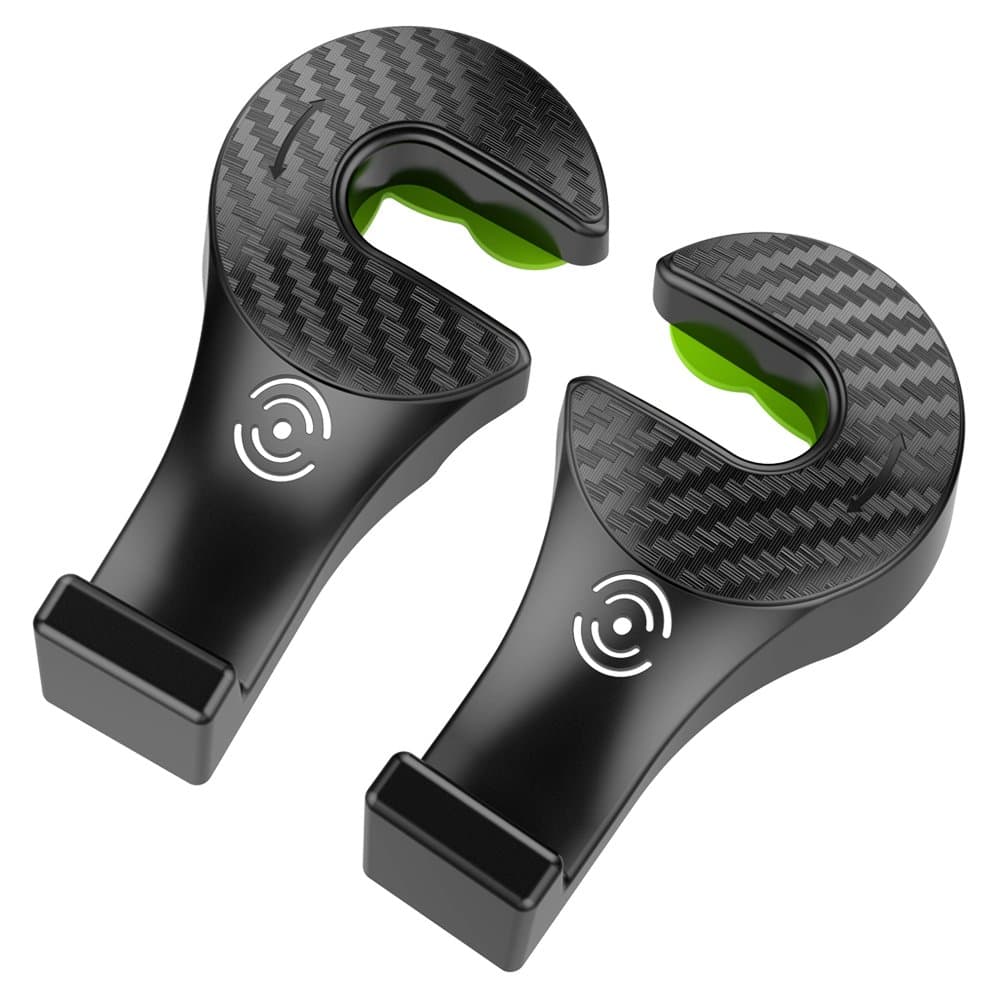 Car Seat Hook, Car Seat Headrest Hook Holder Hanger for Purse/Handbags/Grocery Bag/Plastic Bags and More, Durable Vehicle Interior Back Seat Storage Hooks Organizer with Lock (Black)