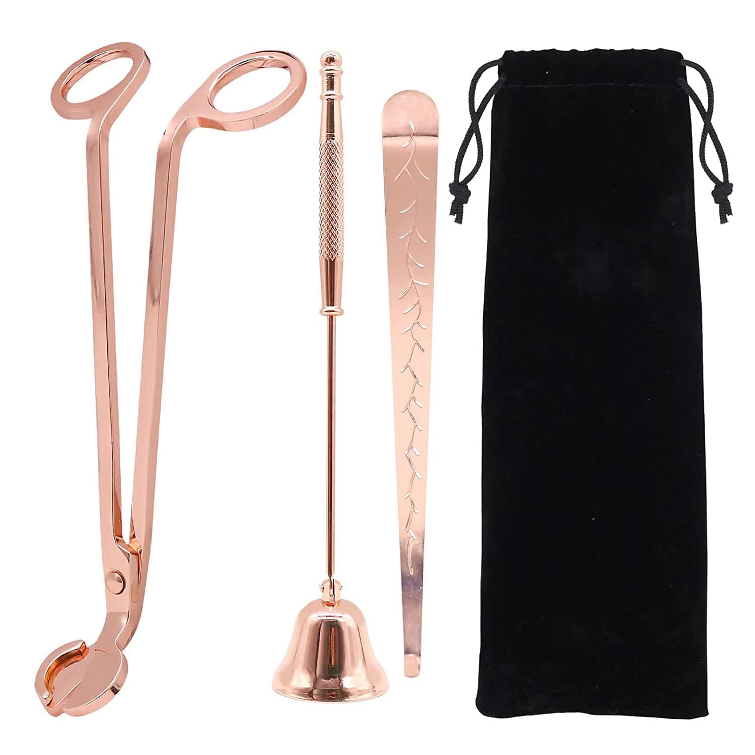 3 in 1 Candle Accessory Set, Candle Wick Trimmer Candle Cutter, Candle Snuffer, Candle Wick Dipper with Gift Package for Candle Lover (ROSE GOLD)
