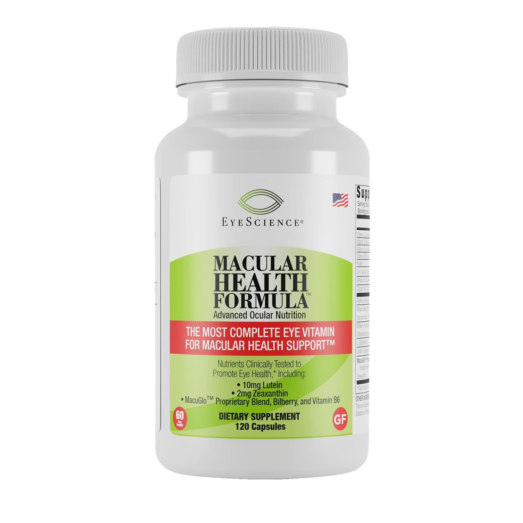 Macular Health Formula – Capsules – Complete Nutritional Supplement for Eye Health - Contains Lutein, Zeaxanthin, Vitamin C, D, E & B6 (120 Count)