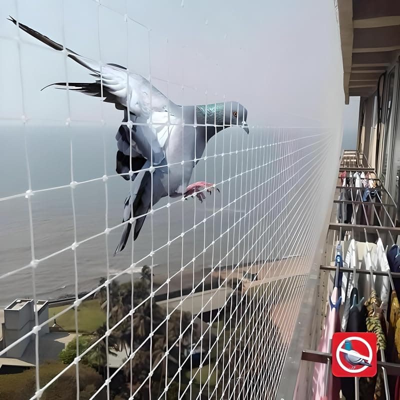 Essoti UV Stabilized Anti Bird Net Pigeon Net (6.5 X 50ft)-25mm Hole Size with Attached Corner Ropes & Installation Kit/Size- (6.5 X 50 FT), White