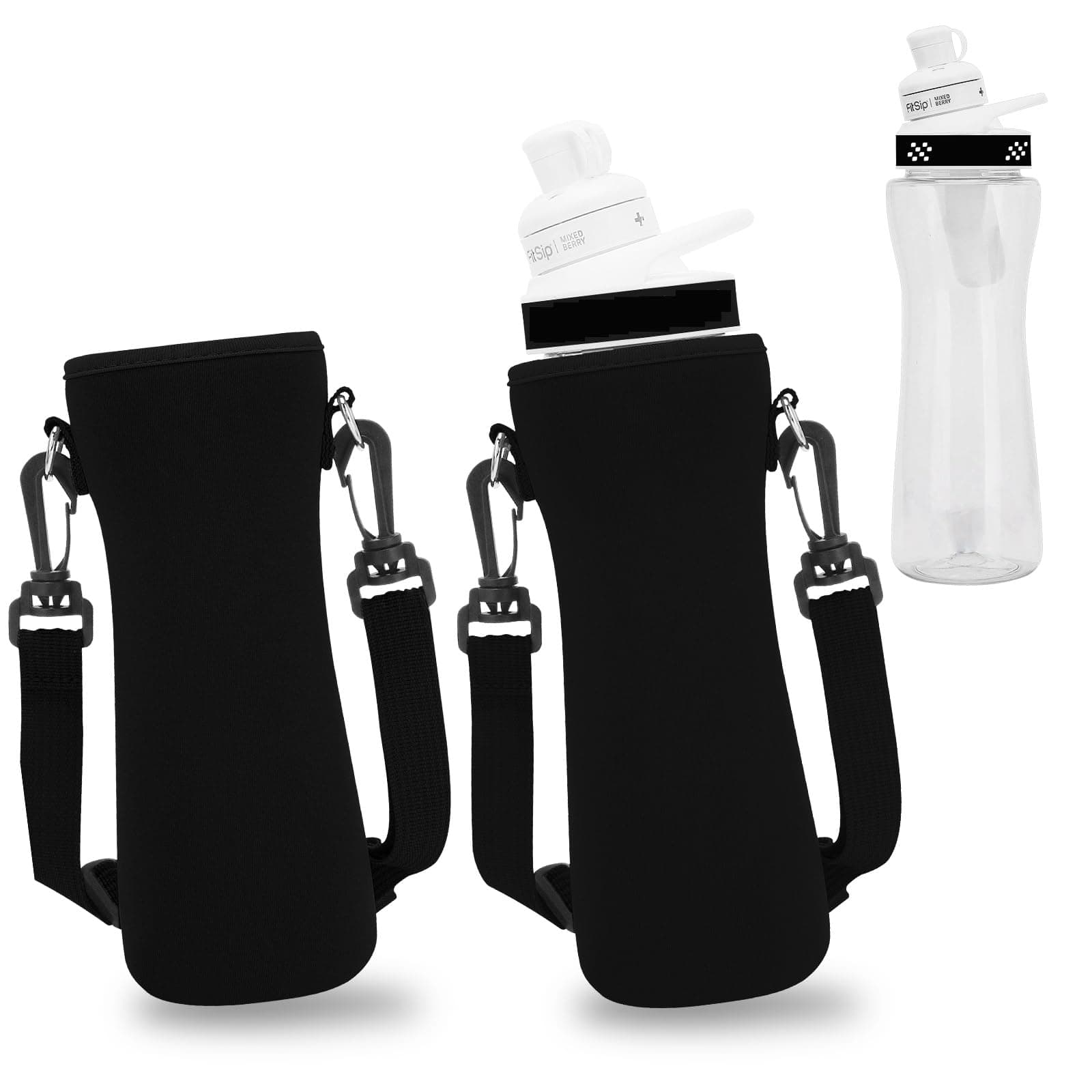 2 Pcs Sleeve Compatible with 22oz Cirkul Water Bottle, Water Bottle Sleeve for Plastic & Stainless Steel Bottle, Neoprene Insulated Water Bottle Cover for Retaining Temperature (Black).