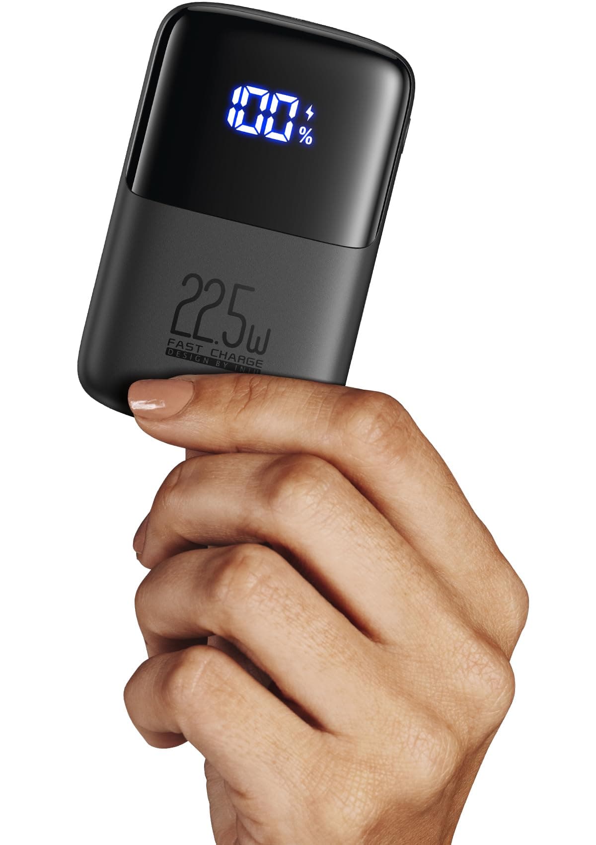 Mobile Battery 10,000 mAh (Large Capacity, 22.5 W, Rapid Charging, 3 Devices Simultaneously, PSE Certified), PD QC4.0 Built-in Smartphone Holder, LED Remaining Level Display, Low Current Mode, Lightweight, Thin