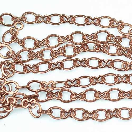 Chainologie Antique Copper Chain #4: 3x3.5mm Modified Flat Peanut/Oval Link Cable Chain (Per Yard/Per 3 Feet)