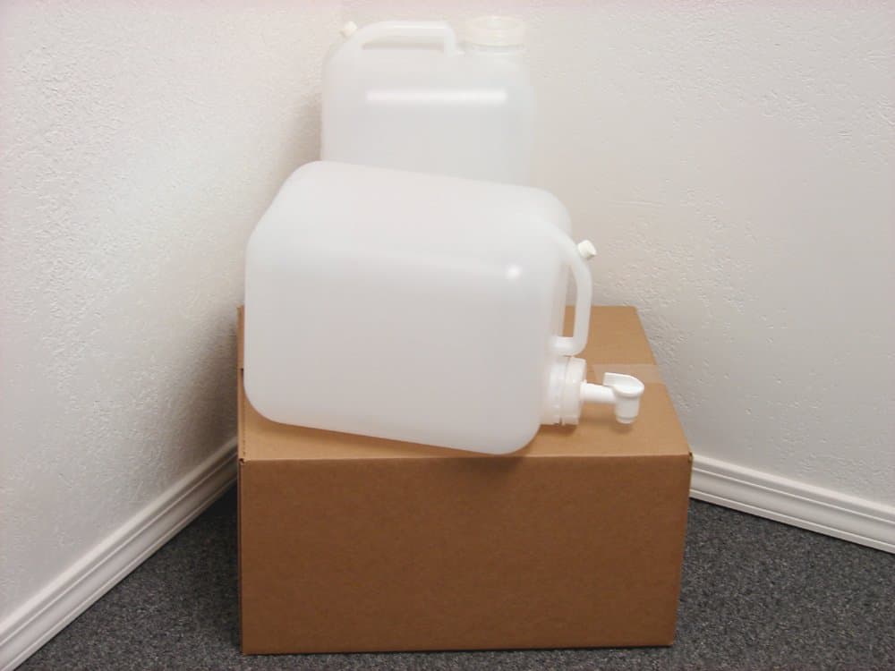 5 Gallon Carboy, 2 Pack (10 Gallons), Emergency Water Storage Kit - New! - Clean! - Boxed! - Free Spigot!