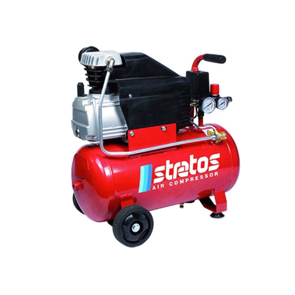 'Stratos 24' Compressor Oil Type Coaxial with Cast Iron Cylinder. Built in Accordance with International stricter Regulations. Electric Motor, Tested Aluminium.
