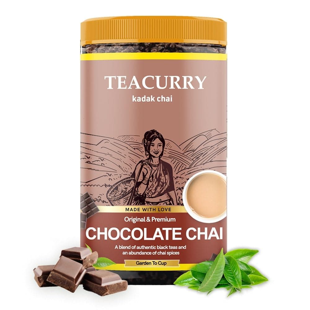 TEACURRY Chocolate Chai Tin Can (100 Gram) - Chocolate Assam Black Tea - 100% Natural Flavoured Tea | Refreshing & Tasteful Flavor Chocolate Chai