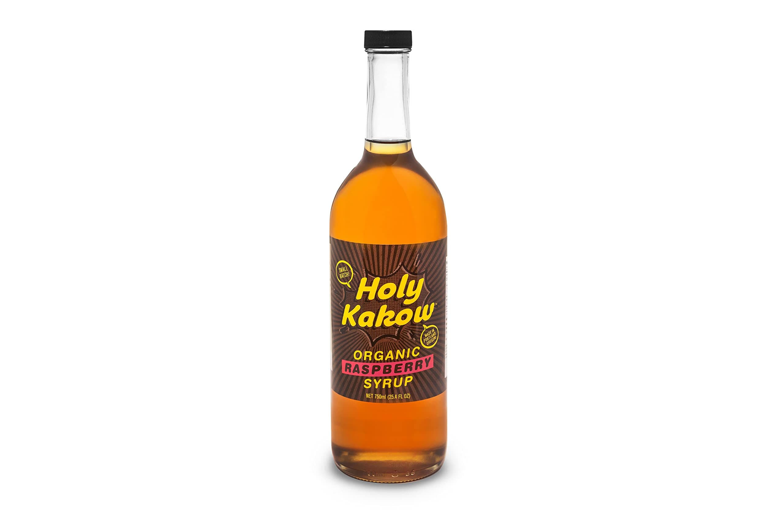 Holy Kakow Organic Raspberry Syrup - Made with Organic Ingredients, GMO Free, Vegan, Gluten-Free, No Preservatives, Raspberry Syrup for Coffee - 750ml Bottle