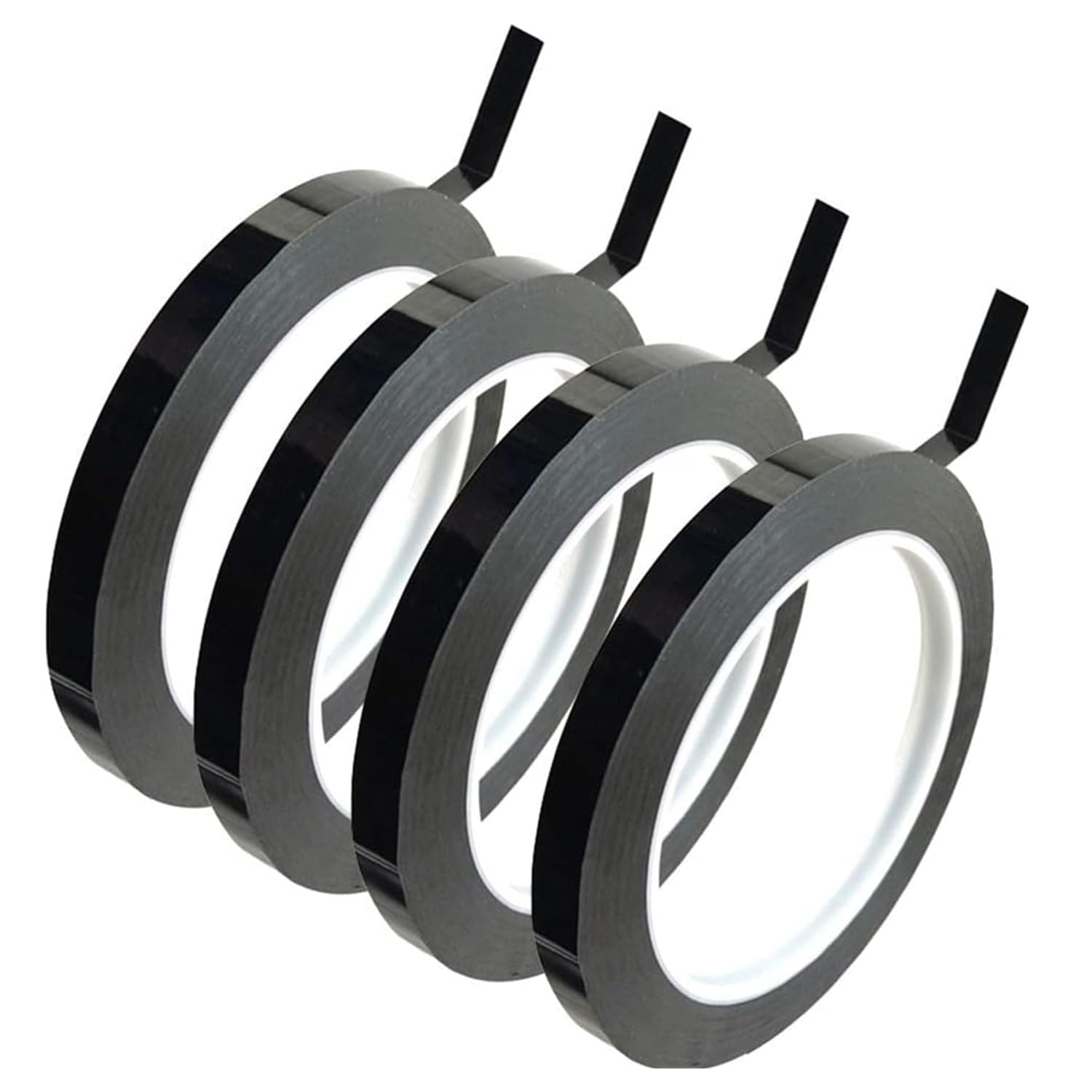 – 4 Pcs Chart Tape, 6mm*50m Whiteboard Self-Adhesive Vinyl for Pinstripe Dry Erase Board Line (Black)