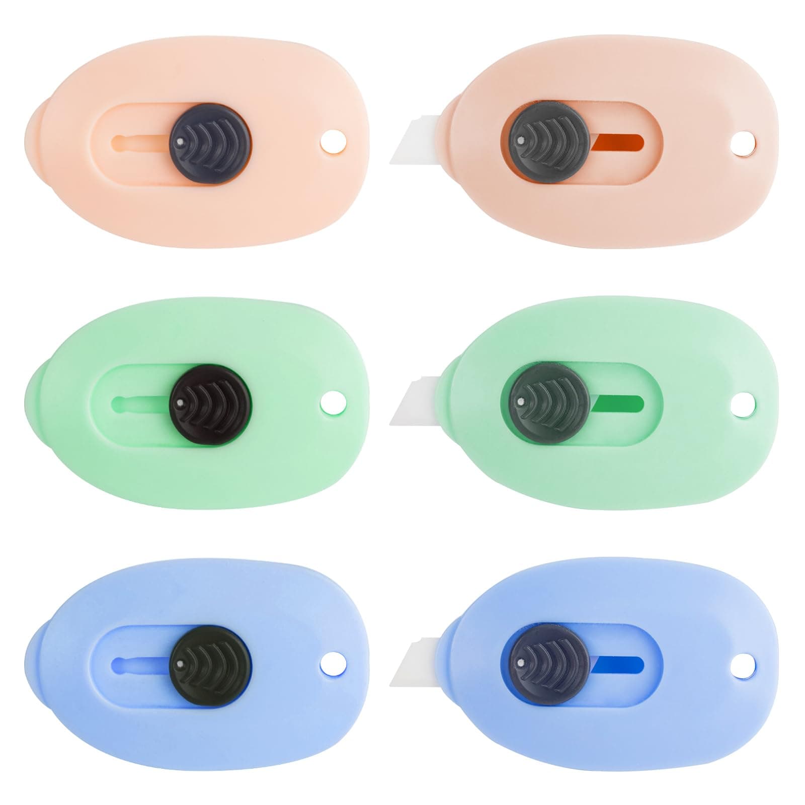 Mini Ceramic Box Cutter, 6pcs Package And Box Opener, Retractable Safety Cutters, Small Utility Knife Ceramic Blades with Keychain Hole