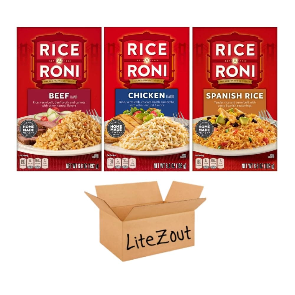 Rice-a-roni 6.8oz Bundle, Beef, Chicken, Spanish Rice (3 pack), by Litezout