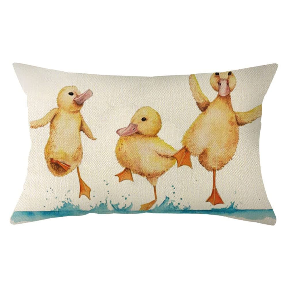 Ogiselestyle Splashing Ducks Lumbar Throw Pillow Cover, 12 x 20 Inch Spring Cushion Case Decoration for Sofa Couch