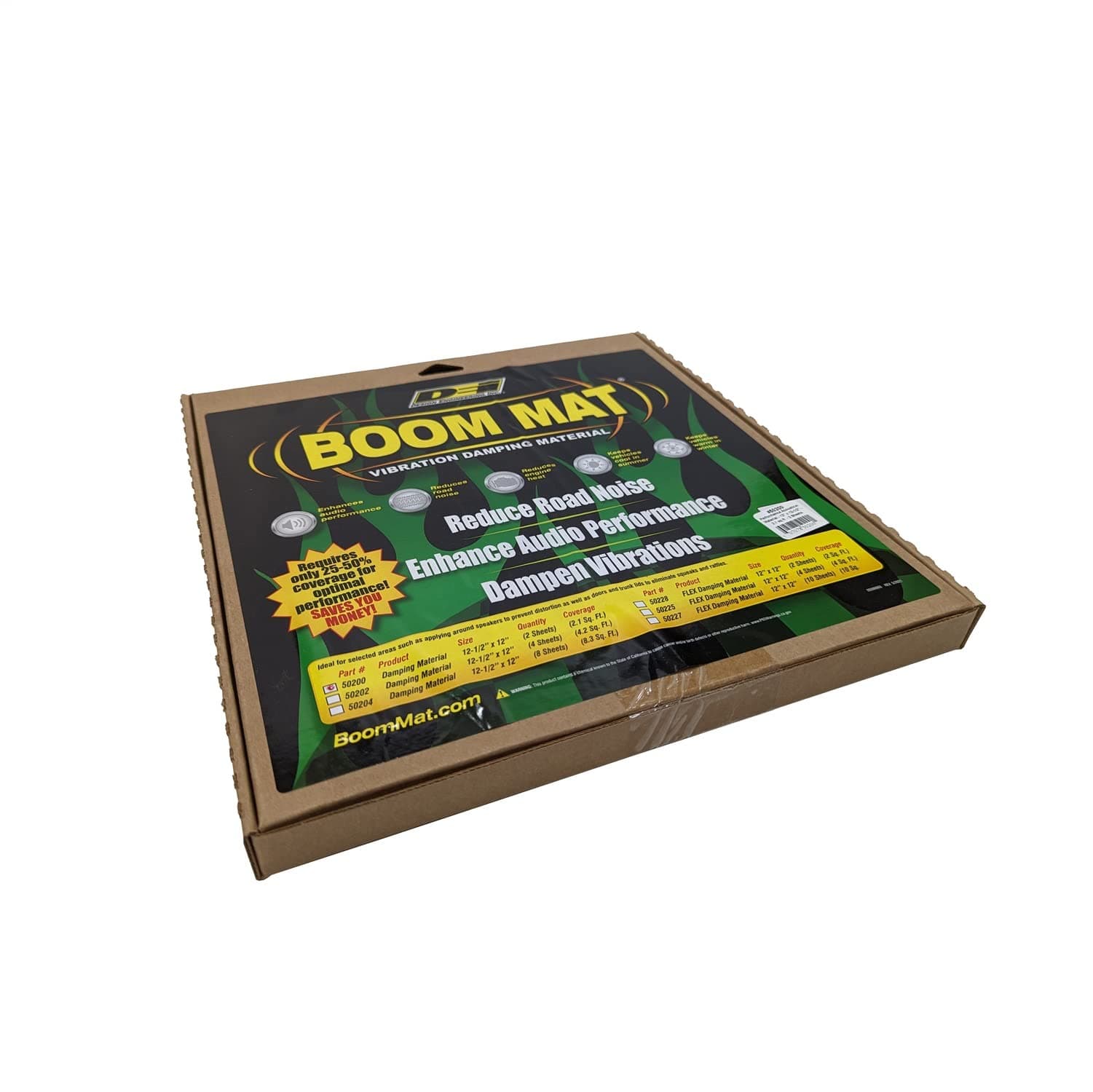 Design Engineering DEI 050200 Boom Mat Sound Damping Material with Adhesive Backing, 12" x 12.5" x 2mm (Pack of 2)