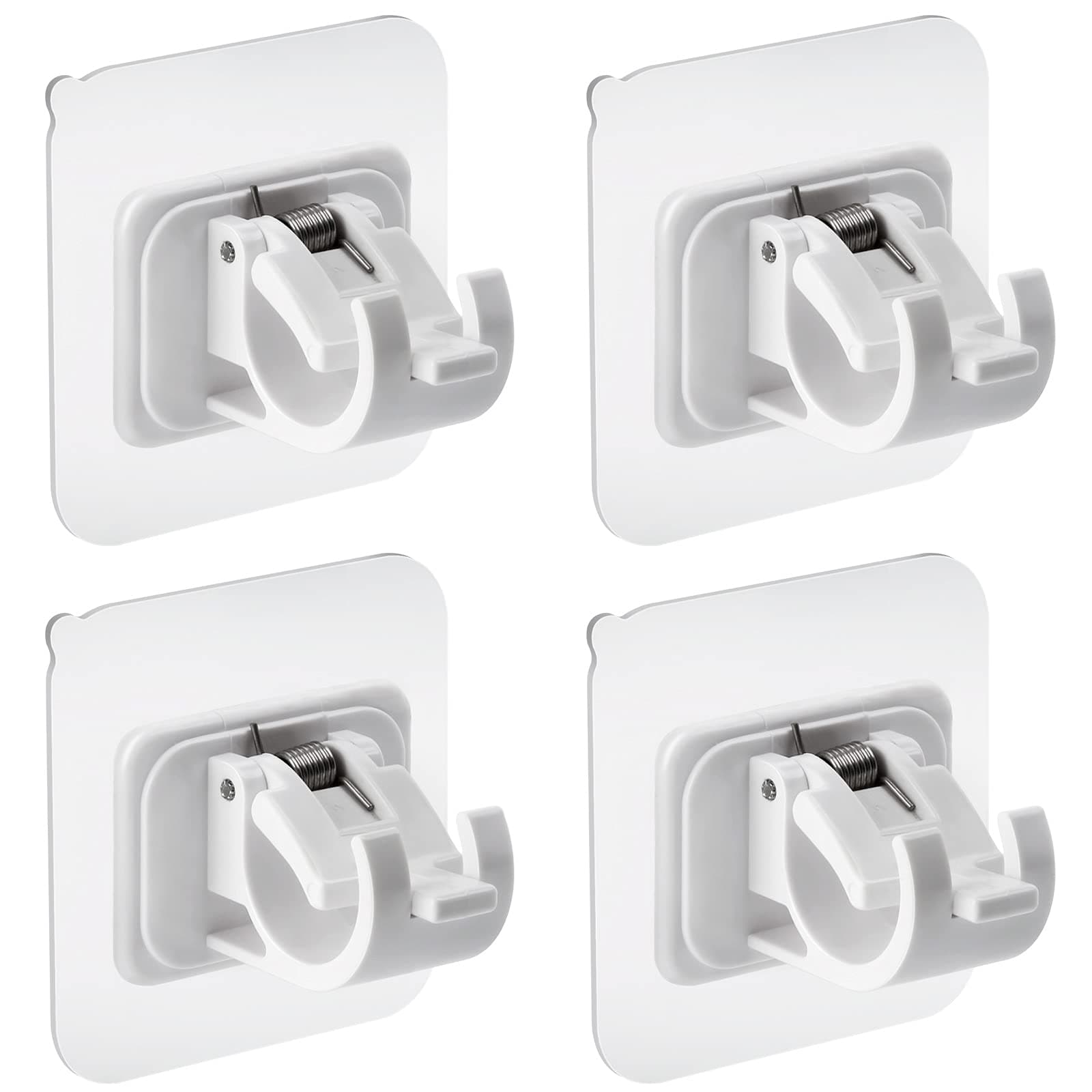 4Pcs Self Adhesive Curtain Rod Bracket No Drill Drapery Hook Holder Fixing Rod Holder Curtain Pole Wall Bracket Towel Rod Hook Home Bathroom Kitchen Hotel Towel Clothes Hanging (White)