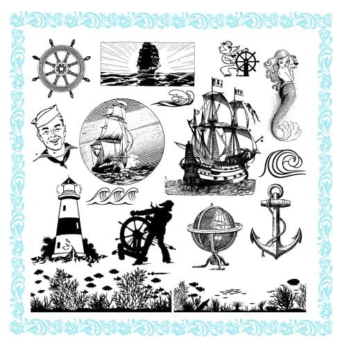 Sailship Ocean Addicted // Clear Stamps Pack (7"x7") FLONZ