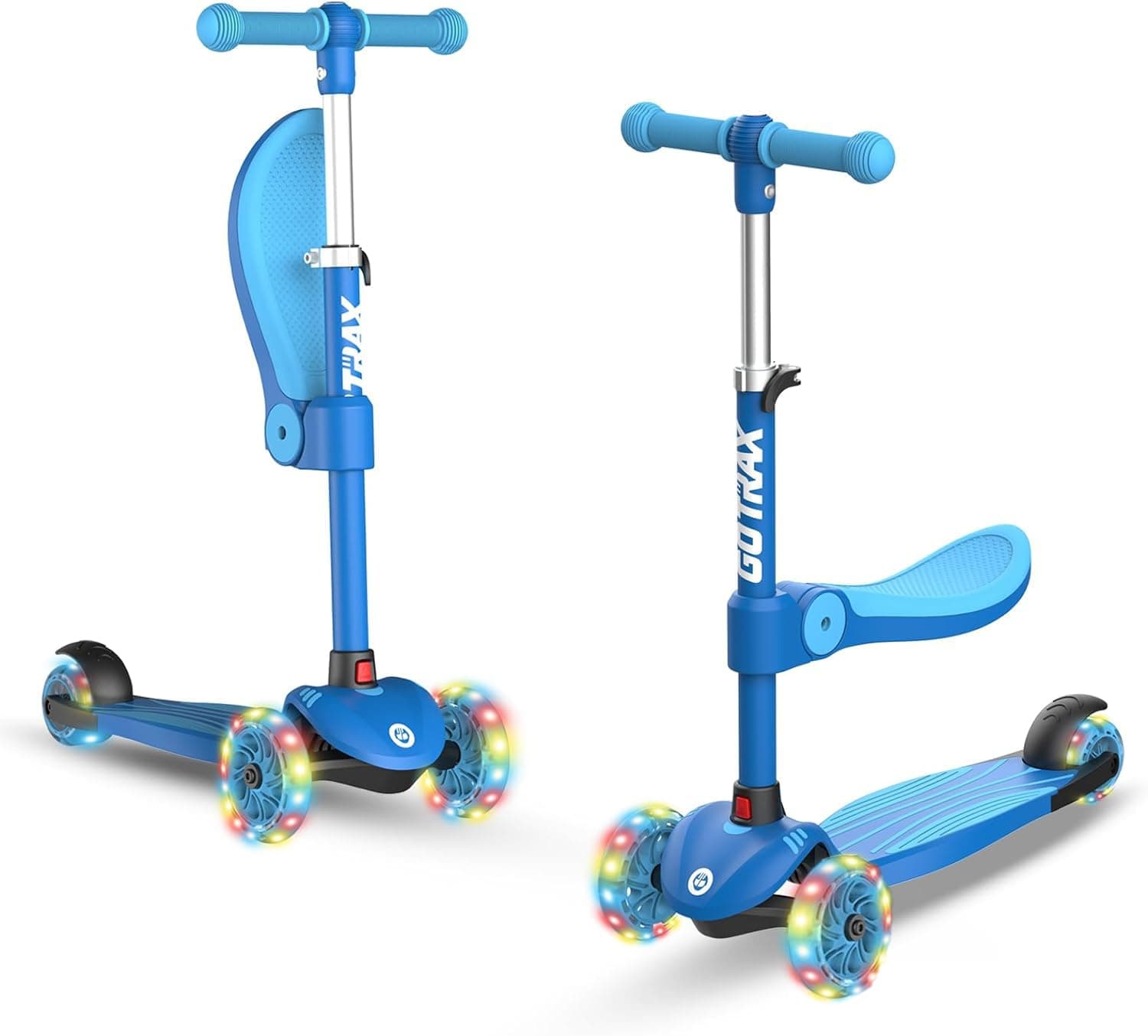 KS1/KS3 Kids Kick Scooter, LED Lighted Wheels and 3Adjustable Height Handlebars, Lean-to-Steer & Widen Anti-Slip Deck, 3 Wheel Scooter for Boys & Girls Ages 2-8 and up to 100 Lbs