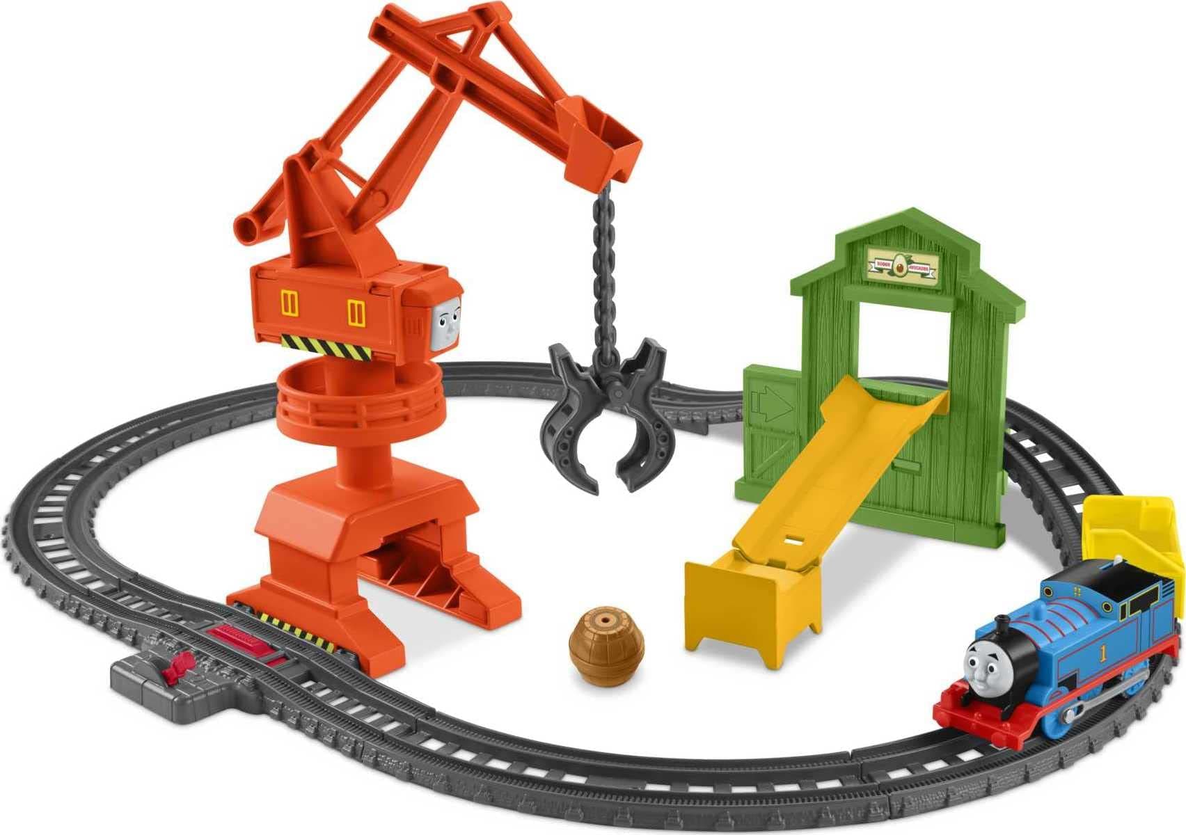 Cassia Crane & Cargo Set, motorized train and track set for preschoolers ages 3 years & older