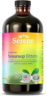 Serene Herbs - Soursop Bitters Liquid - Organic Herbal Guanabana Detox with Black Seed, Moringa & Ginger - Supports Digestive Wellness & Immune Function - 16 fl oz