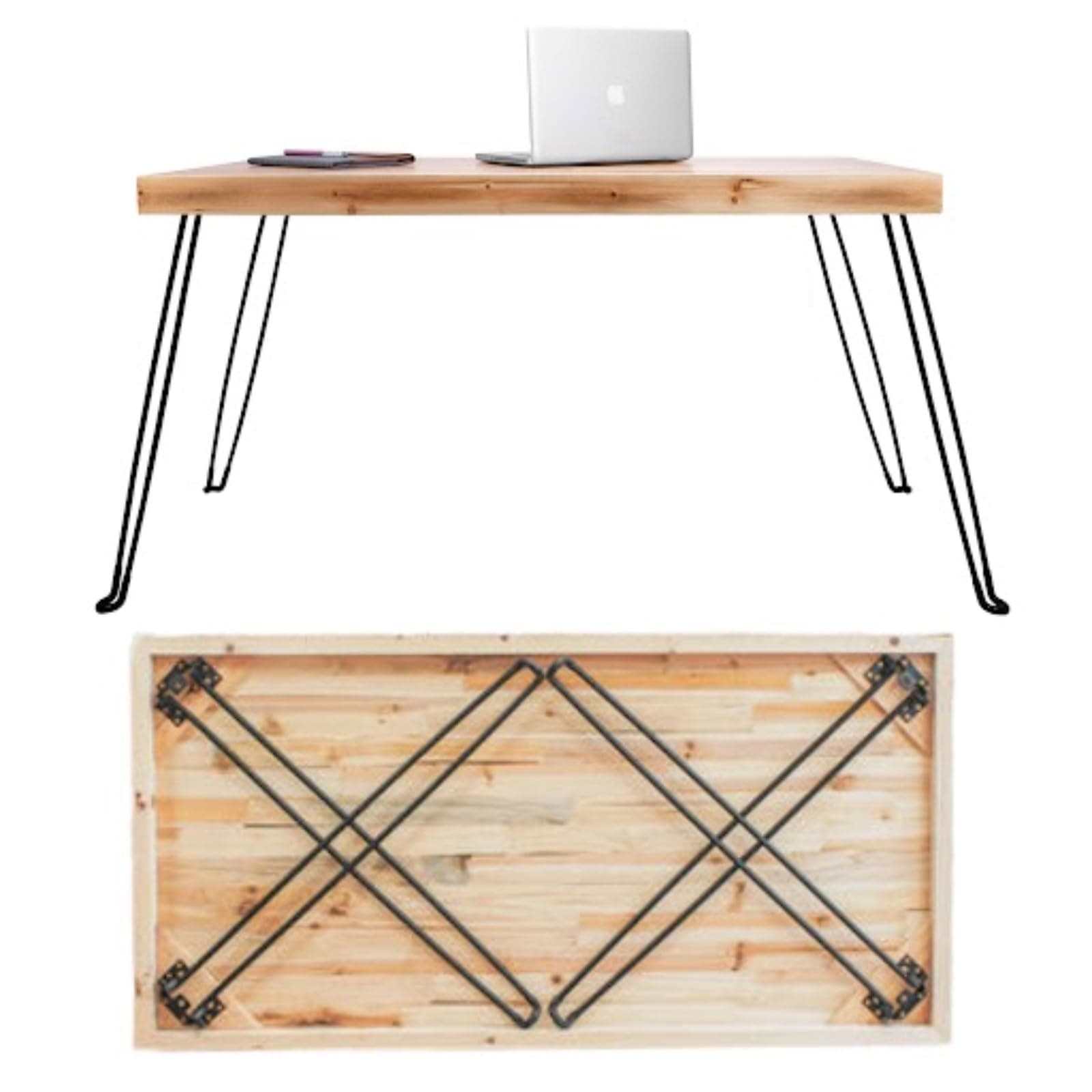 Sleekform Wood Folding Table - Portable Folding Desk - No Assembly Easy Fold Desks for Small Spaces - Space Saving Collapsible Computer Tables for Work, Writing, Crafts