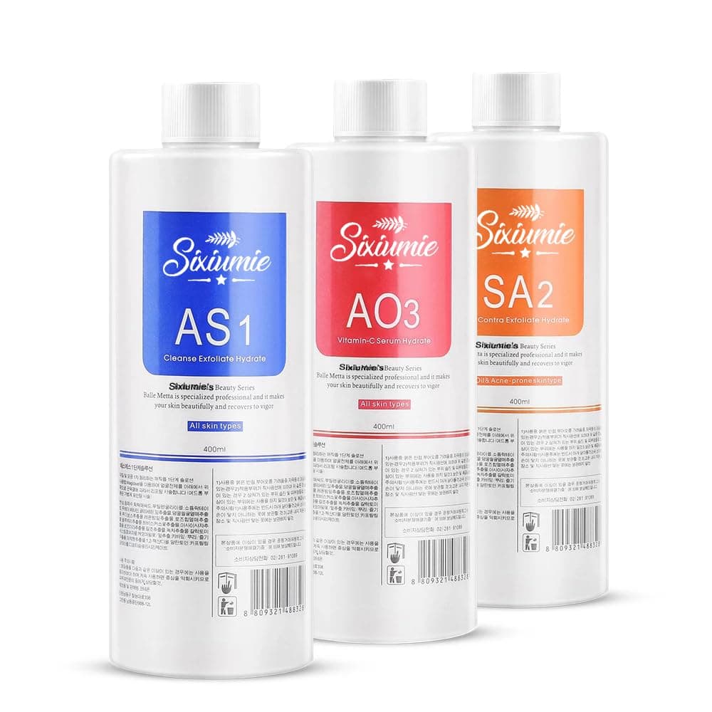 AS1 SA2 AO3 Aqua Peeling Solution Top Salon Skin Scrub Hydra Skin Scrub Special Solution Small Bubble Solution (3 Bottle x 400ml)