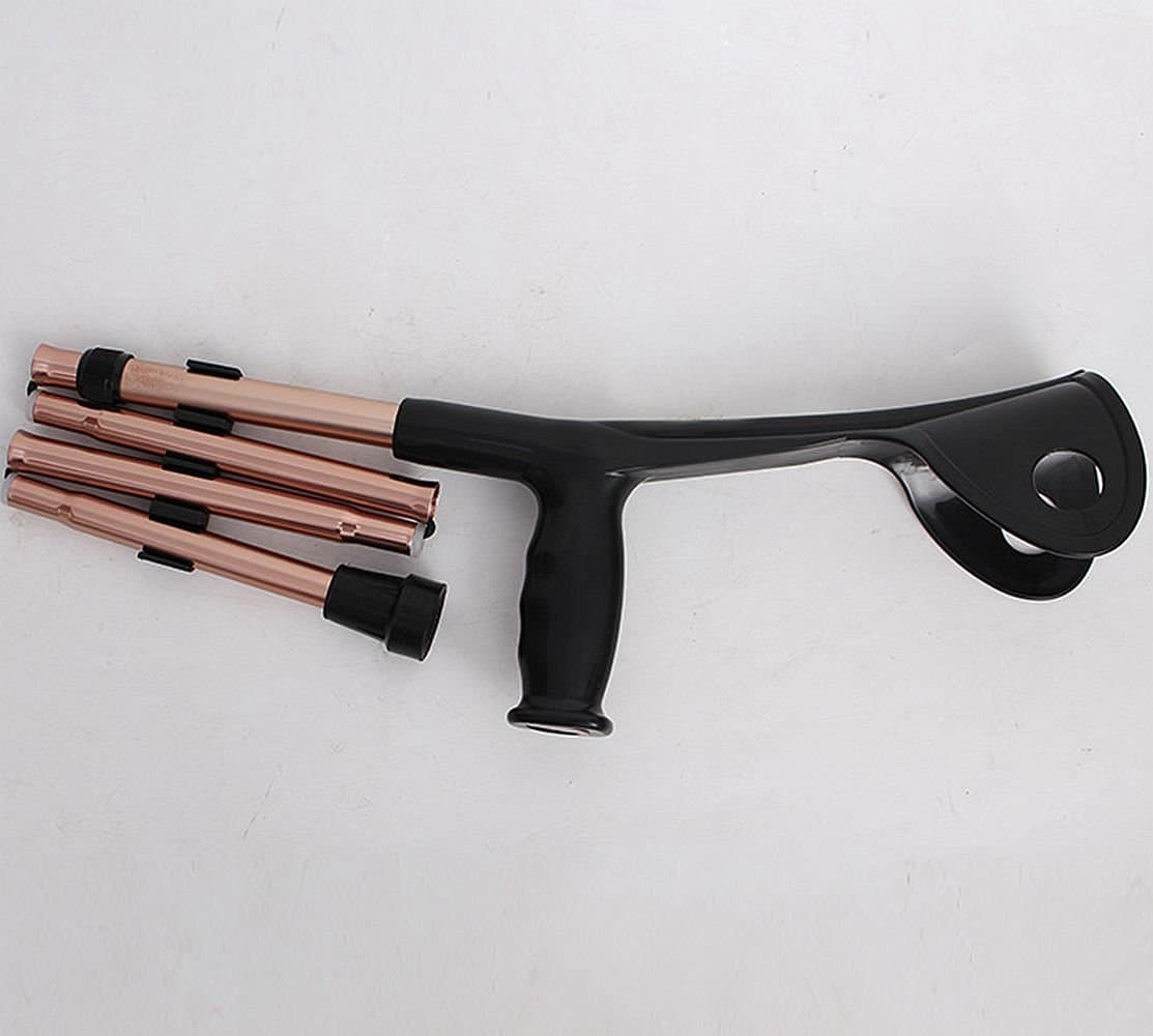 Wanson Folding Forearm Crutches Adult Full Sleeve Forearm V-Front Opening Cane Cushion Knee Pressure Cane Black Aluminum Cane Height Adjustable 100~110Cm Forearm Crutch