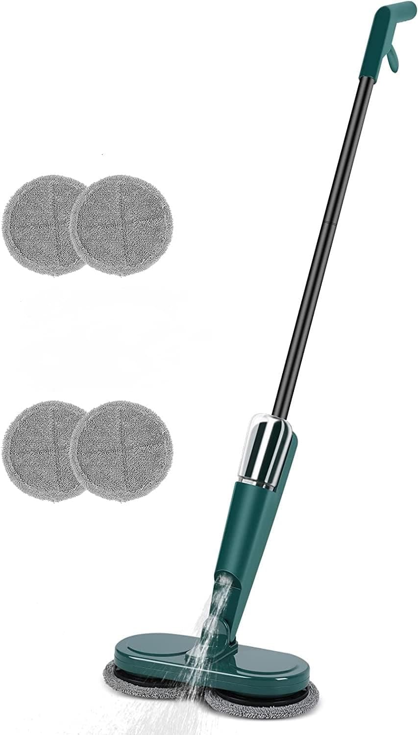 USB Charging Cordless Electric Mop Water Spray Mop, Time Saving Cleaning mop with Dual Motorized Spinning Mop-Heads, 300ml Tank , Rechargeable, Waxing Laminate/Hardwood Floor/Tile (BLUE 1)