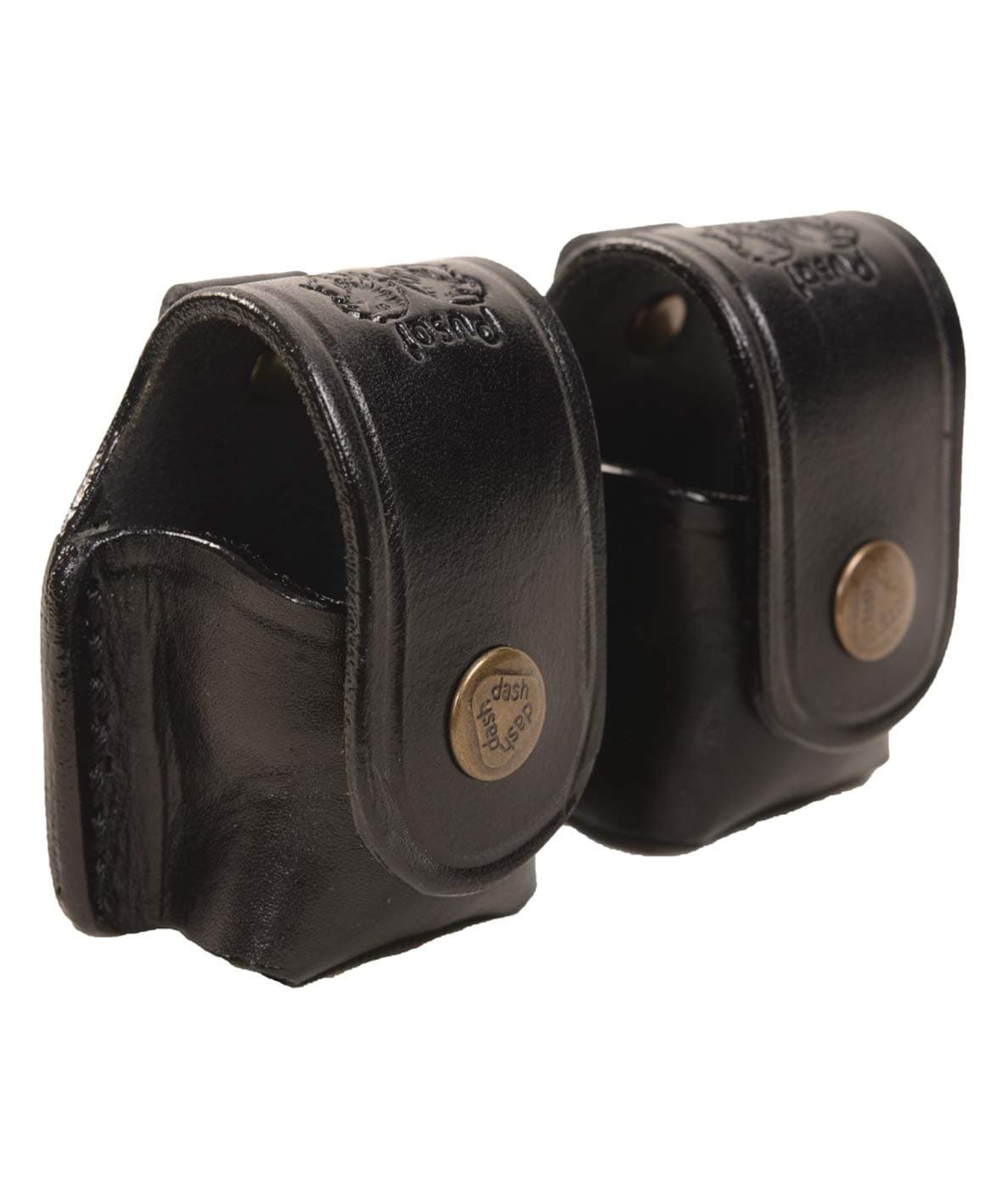 Pusat Holster Premium Leather Speedloader Double Pouch Case Handcrafted 5-6 Shot (Black)