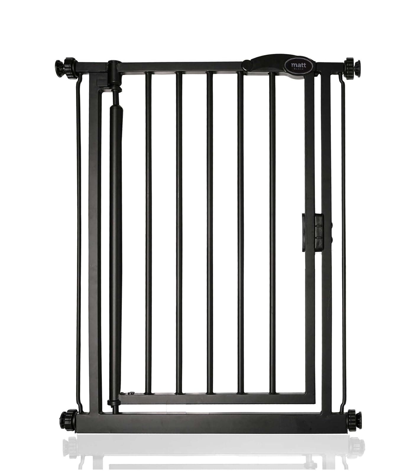 – Pressure Fit Self Closing Stair Gate, Extra Narrow, 61cm - 66.5cm, Matt Black, Auto Closing Baby Gate, Safety Barrier for Toddler, Easy Installation