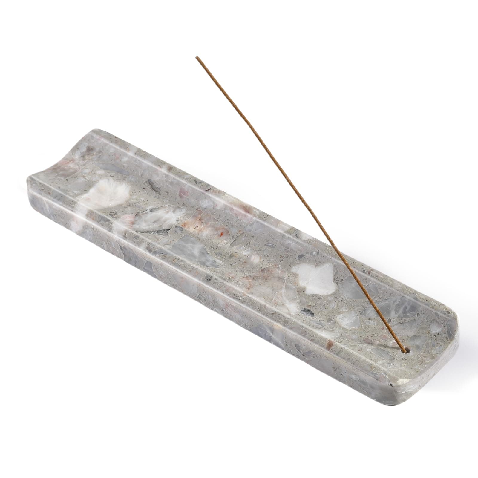 Koville Marble Incense Holder, Incense Holder for Sticks, Incense Sticks Holder Ash Catcher for Meditation Yoga SPA, Natural Stone Incense Burner, Home Table Decor (Grey)