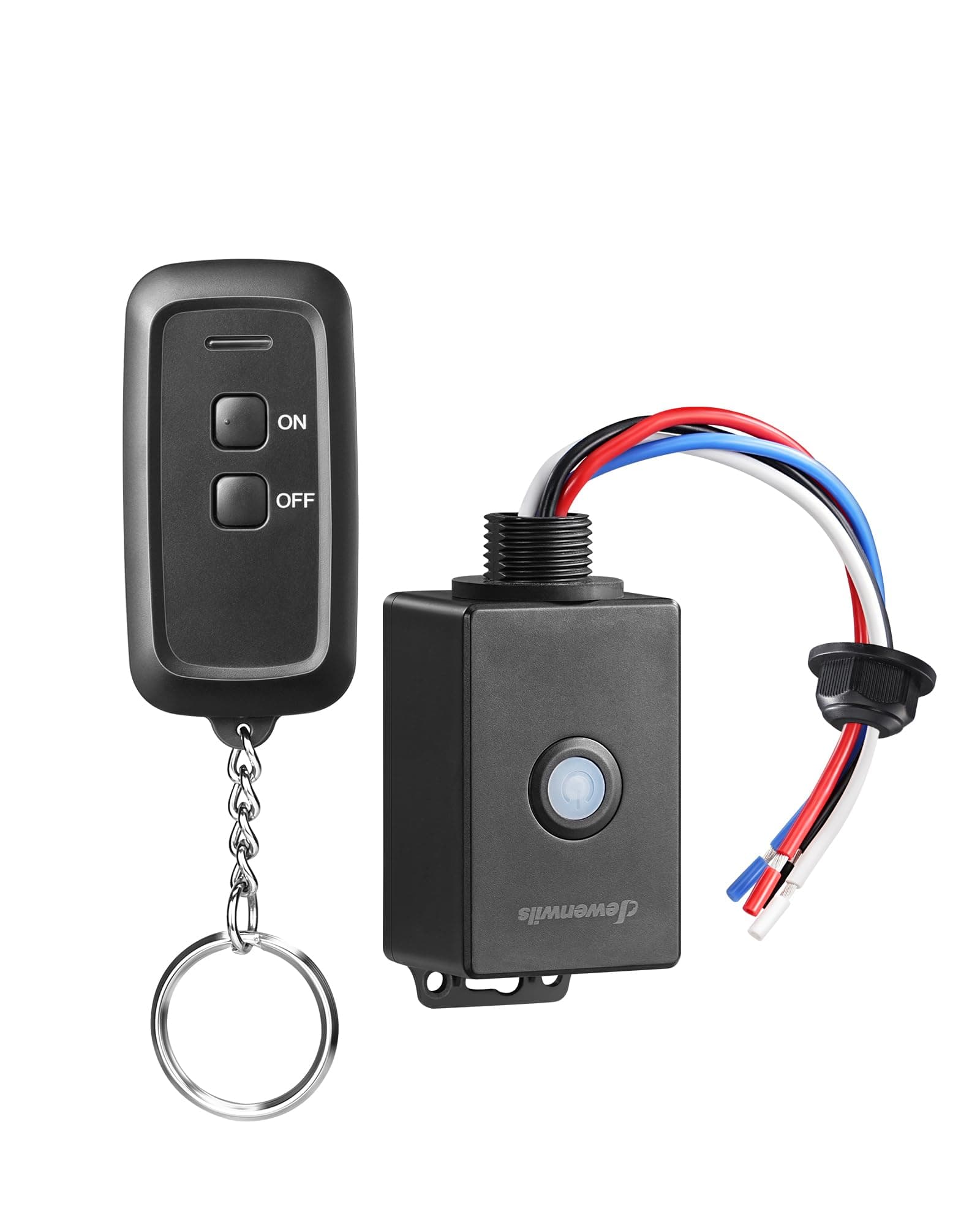 DEWENWILS Outdoor Wireless Light Switch and Receiver Kit, 15A Heavy Duty Weatherproof Wireless Remote Light Switch, 100Ft RF Range, Black