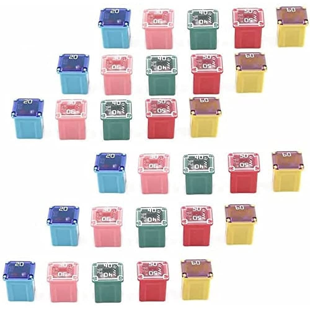 CHERRY CUTE 30 pc Automotive Low Profile JCASE Box Shaped Fuse Kit for Ford, Chevy/GM, Nissan, and Toyota Pickup Trucks, Cars and SUVs