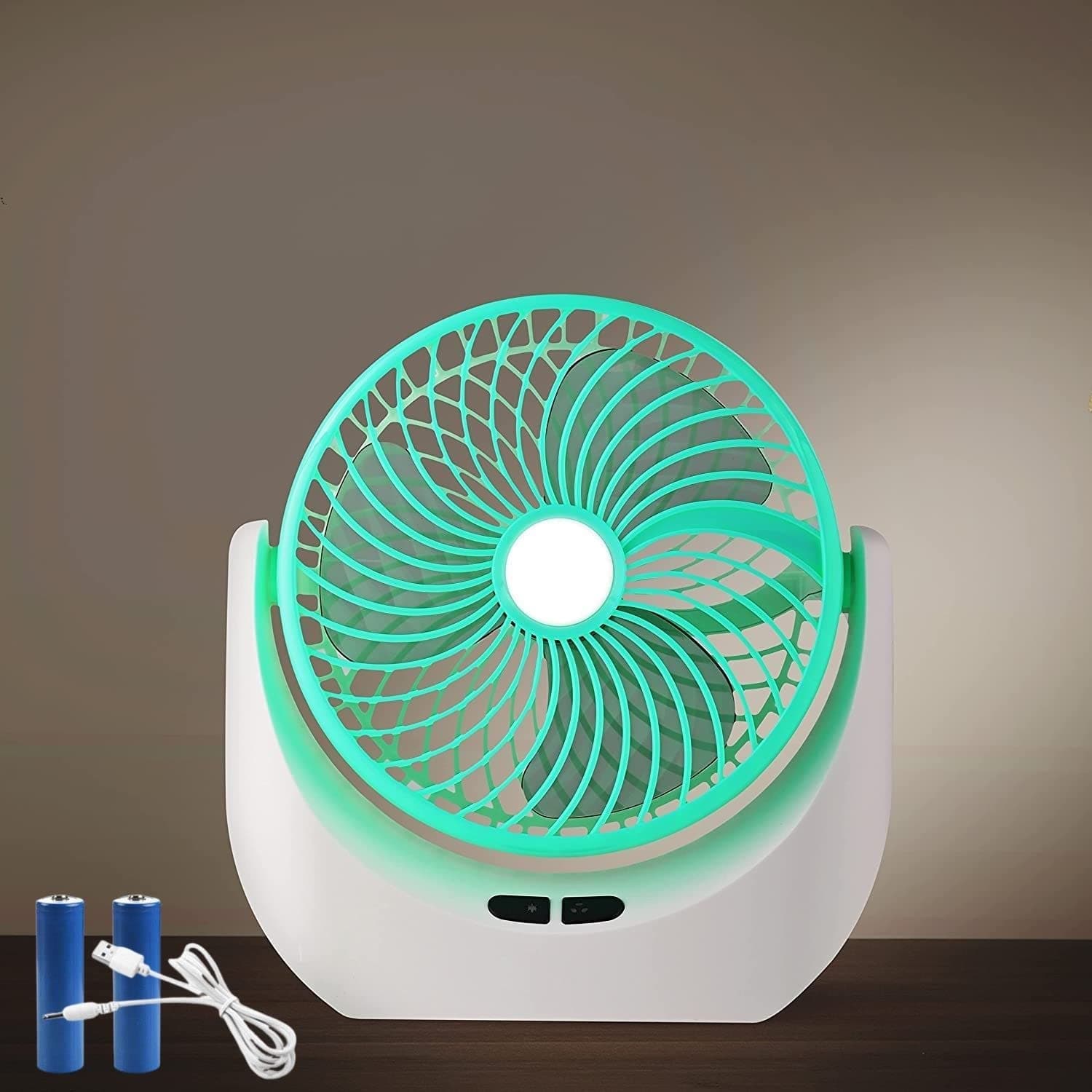 Gesto Table Fan High Speed With Led light – 2400 RPM Powerful rechargeable fan With 3 Speed Airflow | Noiseless portable fan for home,office,Kitchen | 6 Inch 1800 mAh charging battery fan for Desk