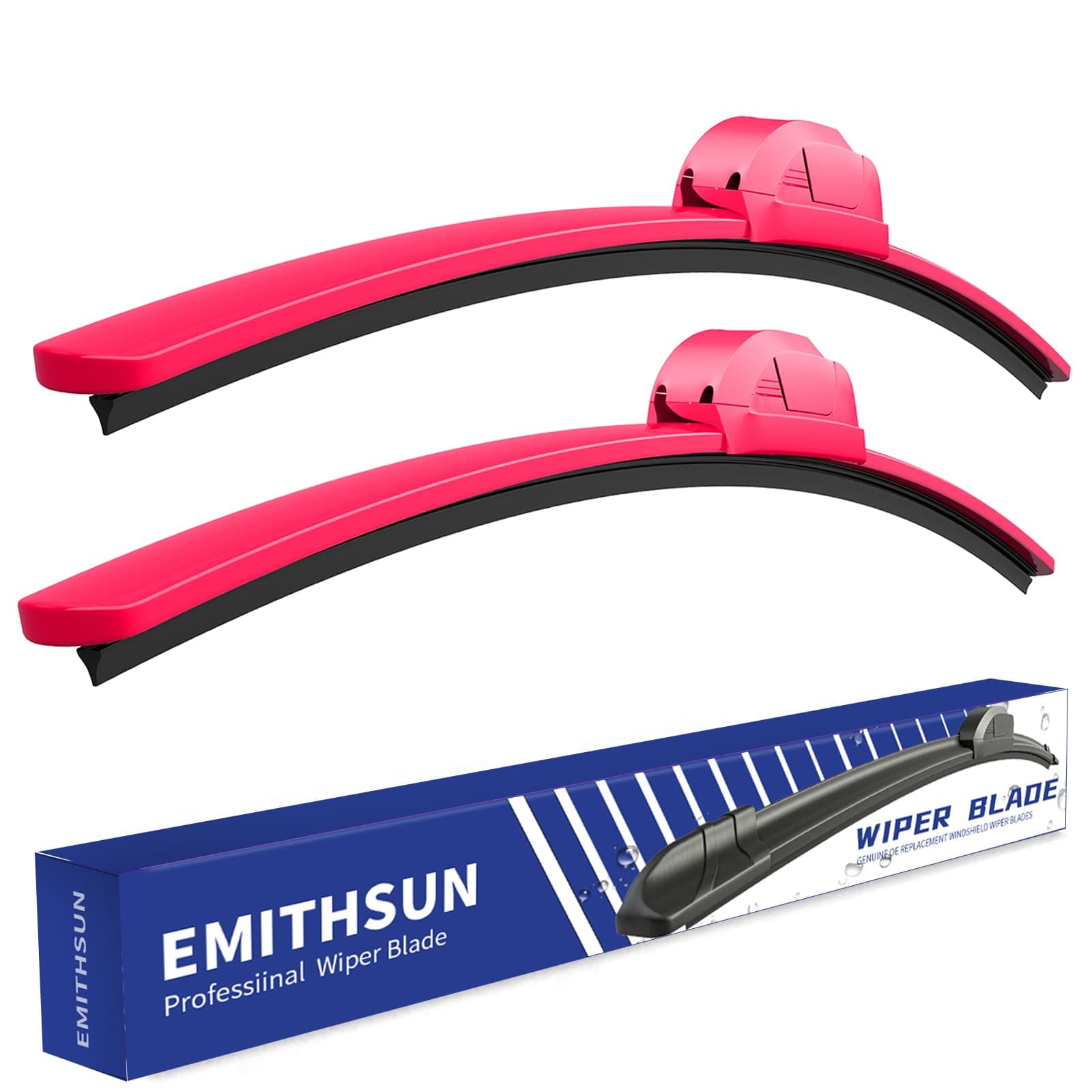 OEM QUALITY 16" + 16" Premium All-Seasons Durable Stable And Quiet Rose red Windshield Wiper Blades (Set of 2)