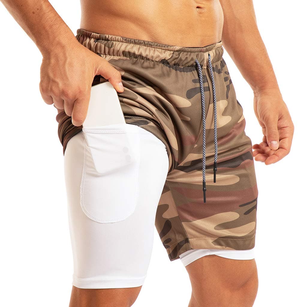 Men's 2-in-1 Running Shorts 7" Workout Training Jersey Short