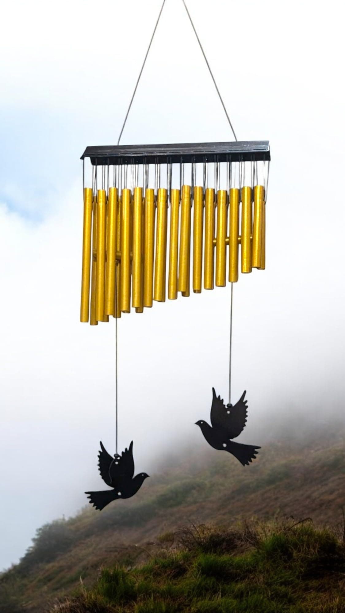 Paradigm Pictures Big Wind Chimes for Home - Home Decor Items (Golden 30 Pipe, Wind Chime)