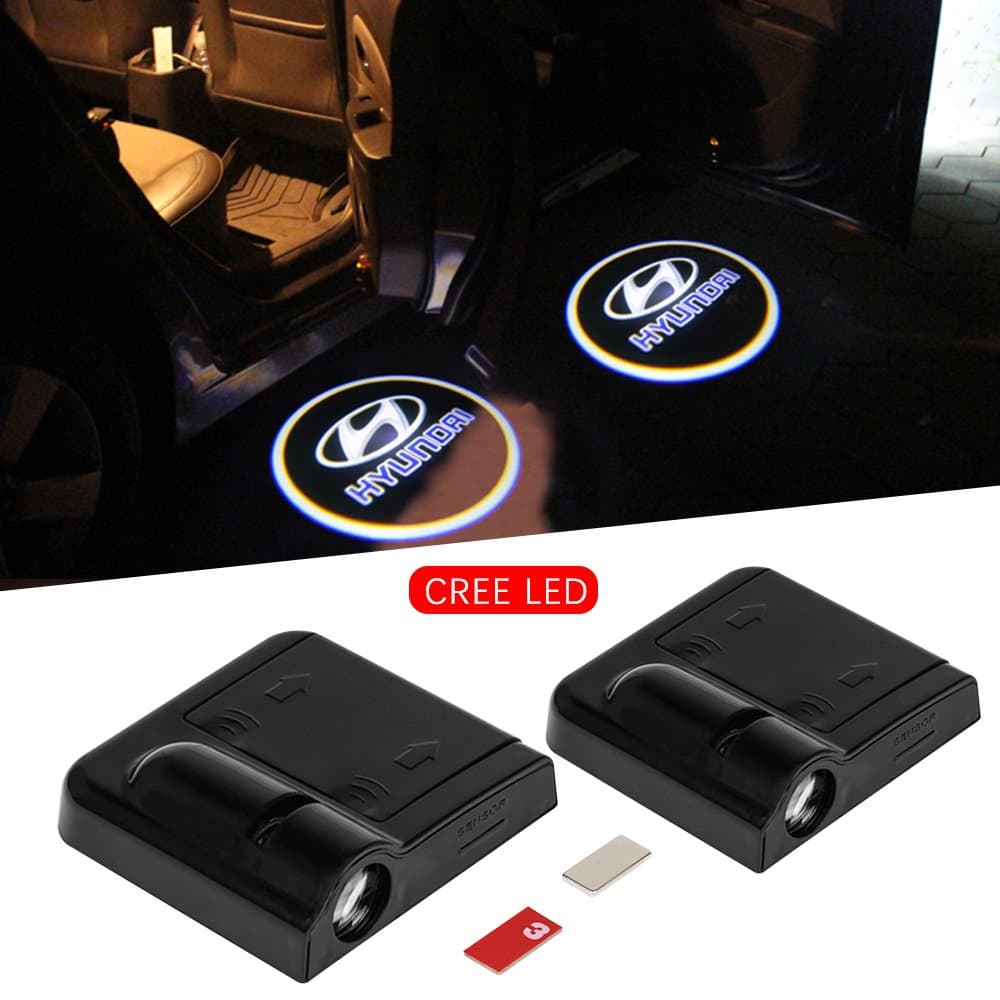 Wireless Car Door Courtesy Welcome Lights led Ghost Shadow Laser Step Logo Emblem Light Led Door Projector Battery Powered Lamp for HYUNDAI