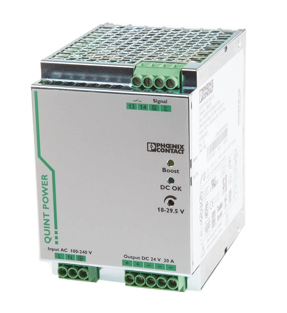 Phoenix Contact QUINT-PS/1AC/24DC/20 DIN Rail Power Supply 24Vdc 20A 480W, 1-Phase