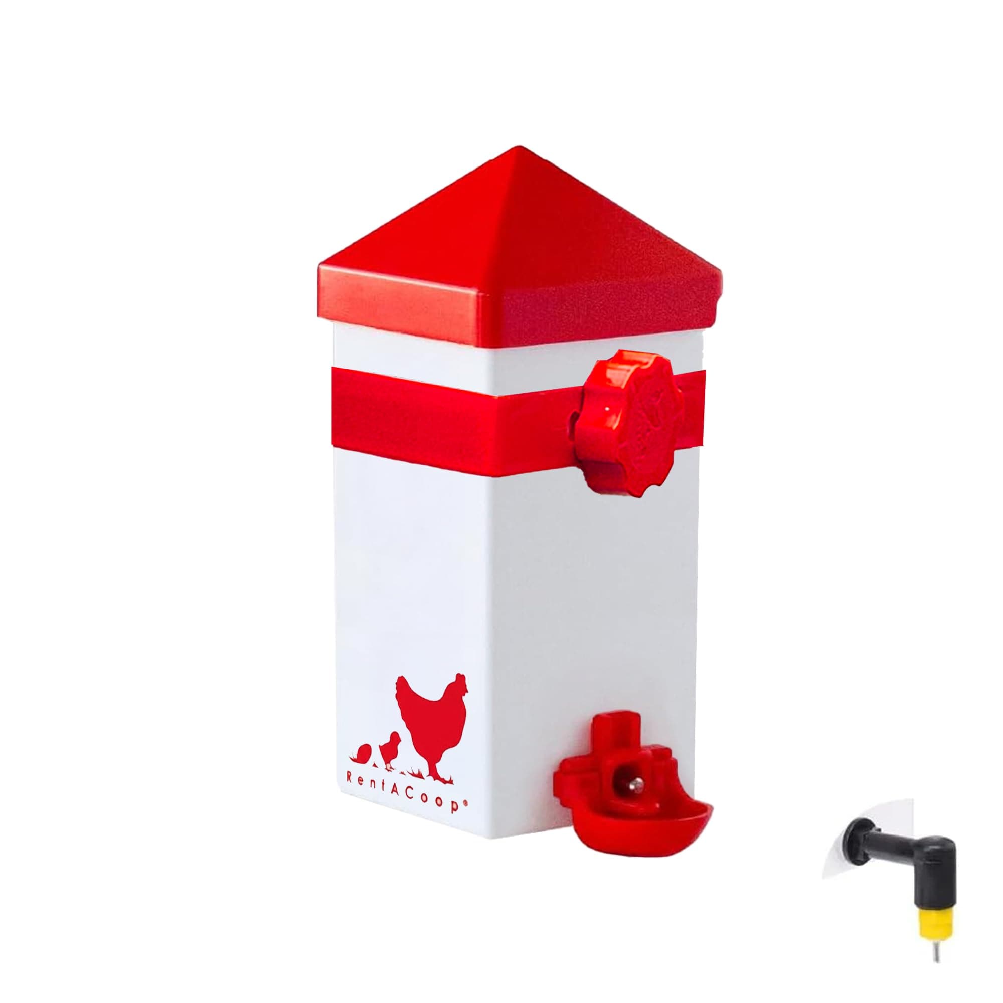 RentACoop 32oz (1 Liter) Drinker Plus 2 Versatile Nipples - Suitable for Chicks, Quail, Pigeons, Doves, and Other Smaller Birds - 1 Pack