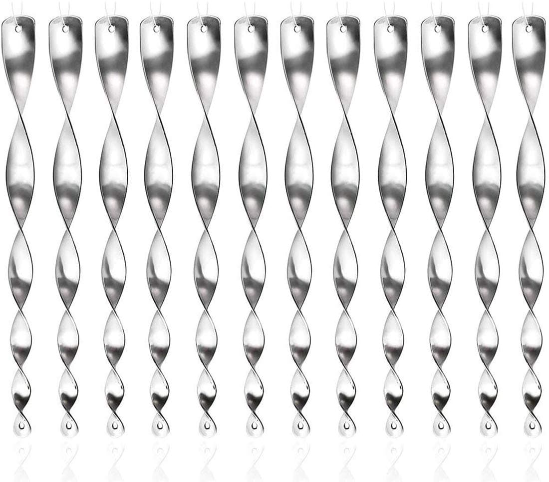 – Reflective Spiral Bird Repellent Device (Pack of 12, Silver)