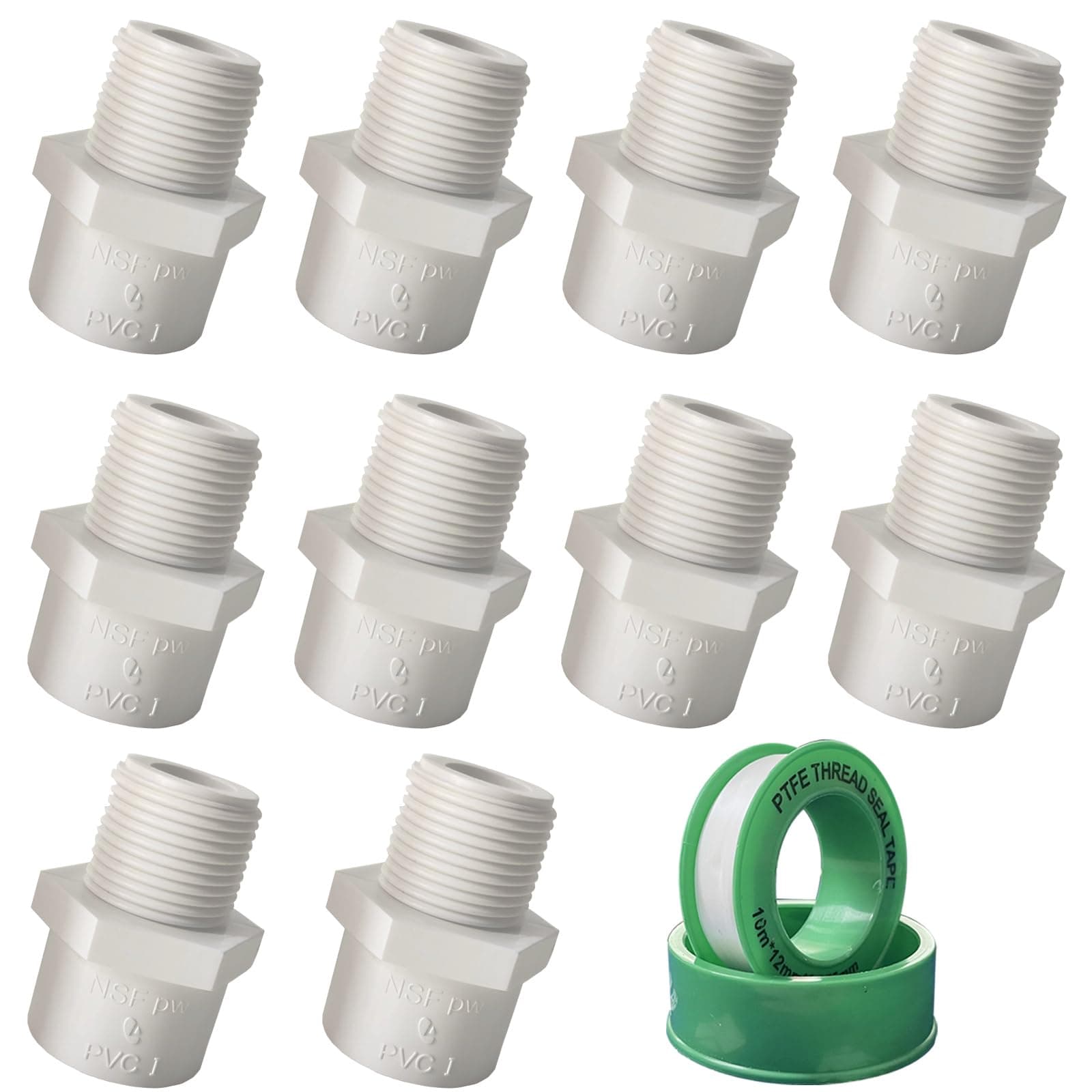 10Pcs 1/2 inch NPT Male Thread PVC Pipe Fitting Adapter Connector