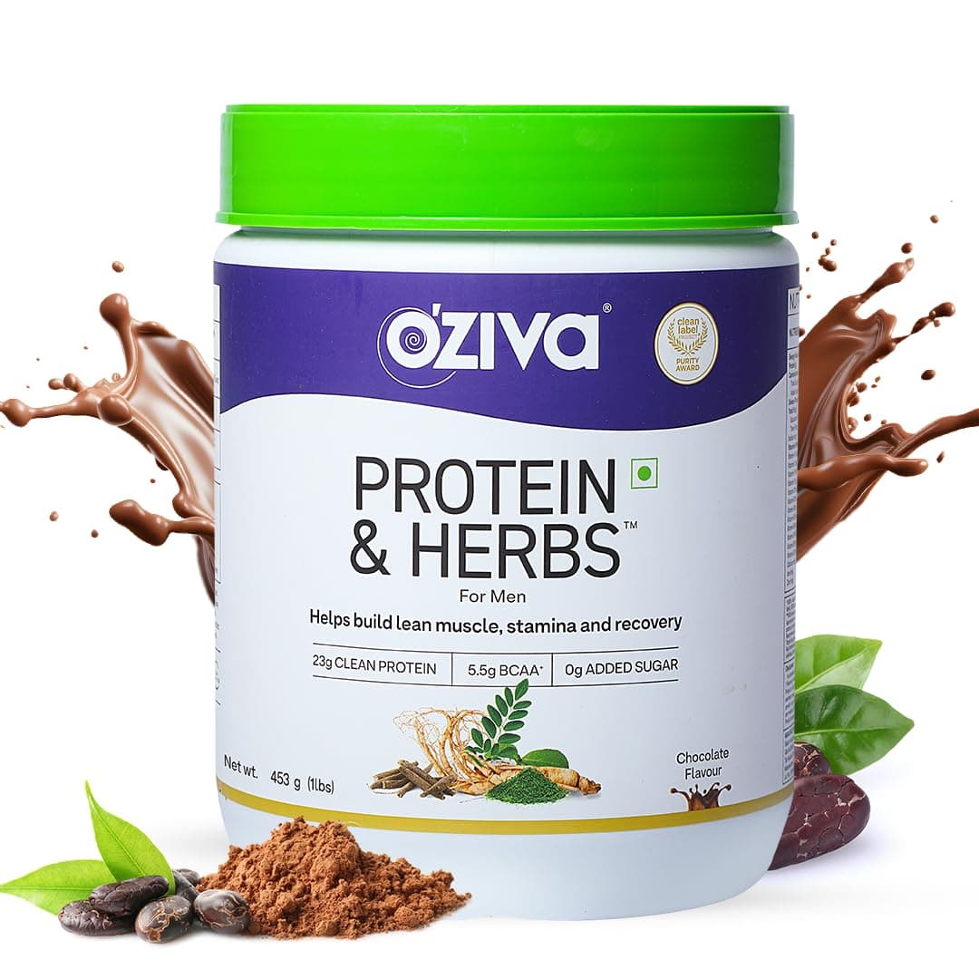 OZiva Protein & Herbs for Men, Chocolate, 16 Servings, 500 g