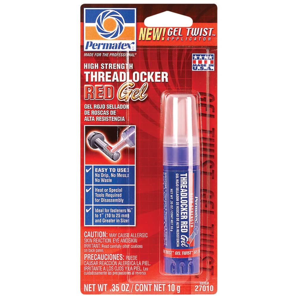 Permatex 27010 High Strength Threadlocker Red Gel Twist, 10 g