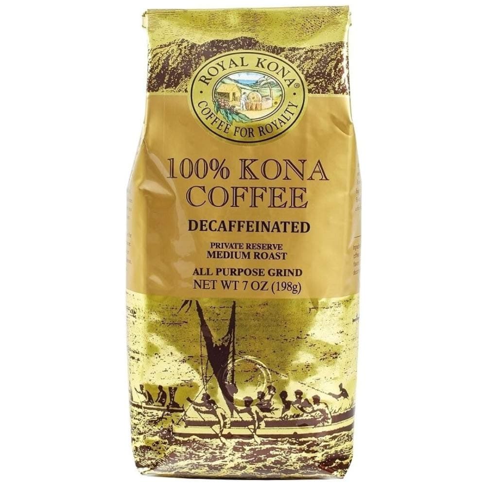 Royal Kona 100% Kona Coffee, Decaf, Medium Roast, Ground, 7 Ounce